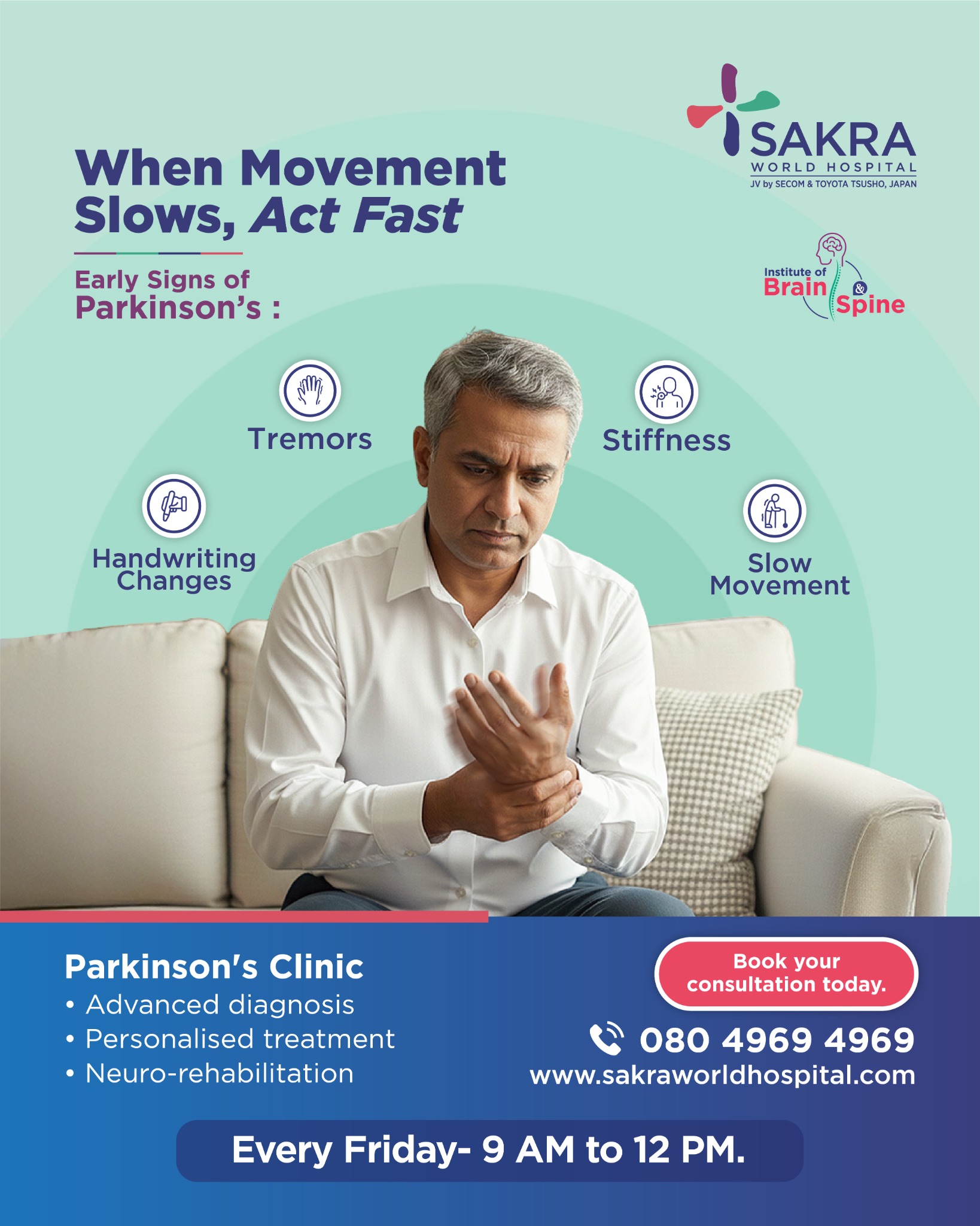 Sakra World Hospital India Facebook ad: Parkinson’s Diagnosis & Treatment