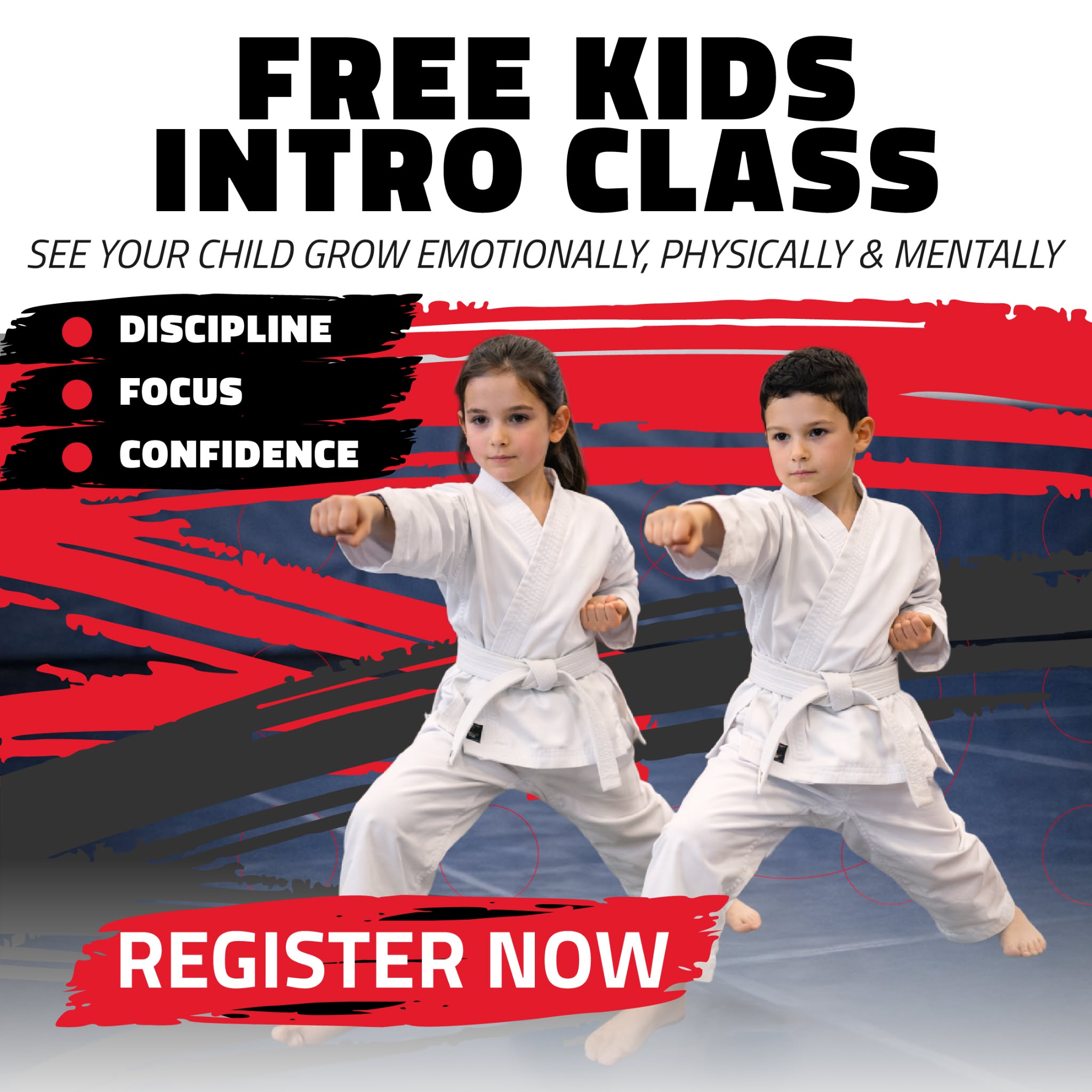 Cutting Edge Martial Arts Academy Facebook ad: FREE KIDS CLASS!