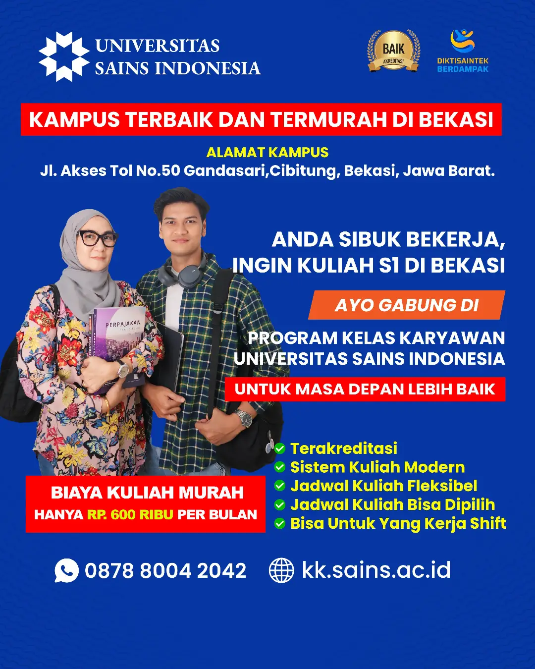 Kelas Karyawan Universitas Sains Indonesia Facebook ad: ANDA SIBUK BEKERJA, INGIN KULIAH S1 DI BEKASI?