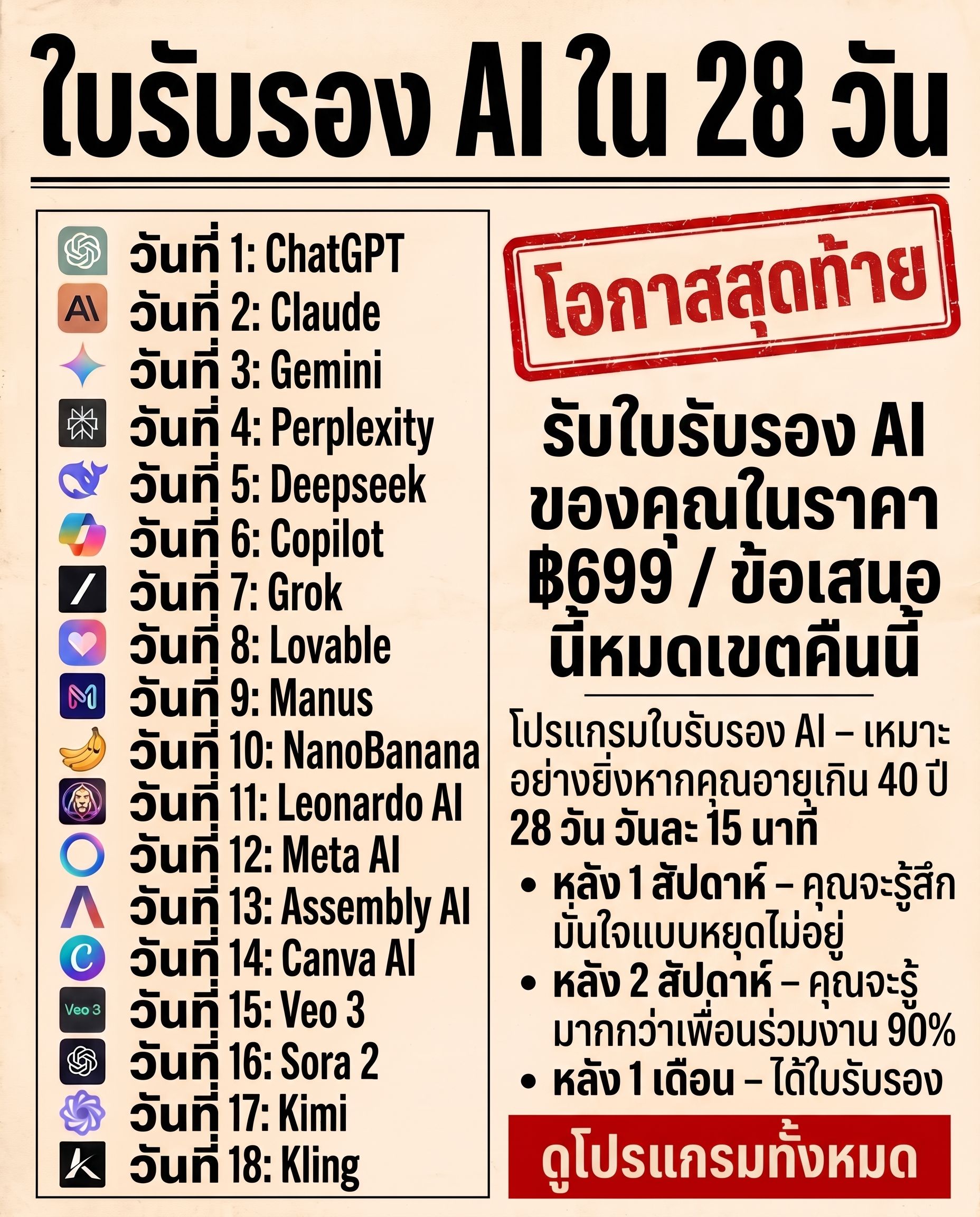 Lernejo AI ประเทศไทย Facebook ad: เรียนรู้วิธีใช้ AI