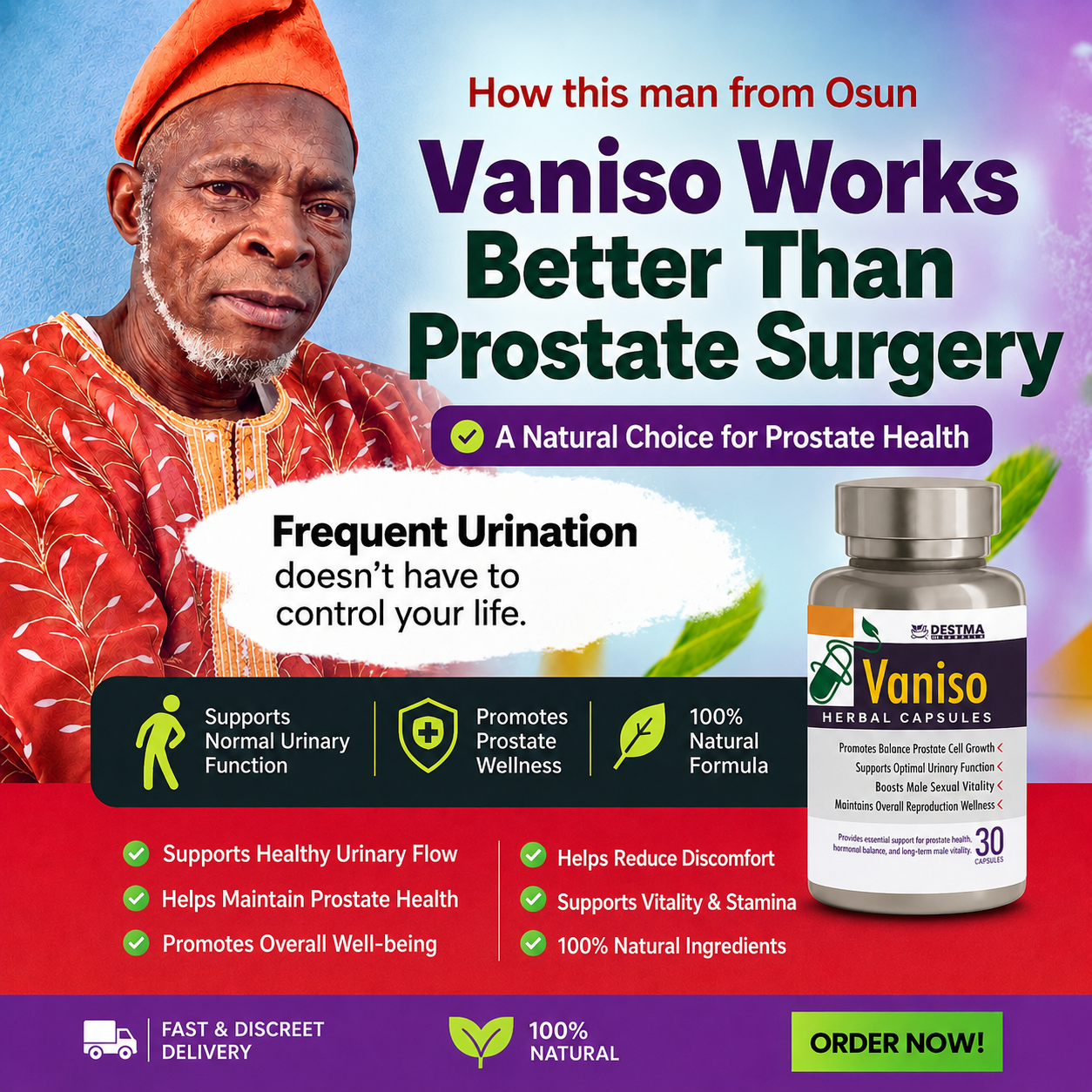 Herbal solutions Facebook ad: End Frequent Urine In 15 Days With Vaniso