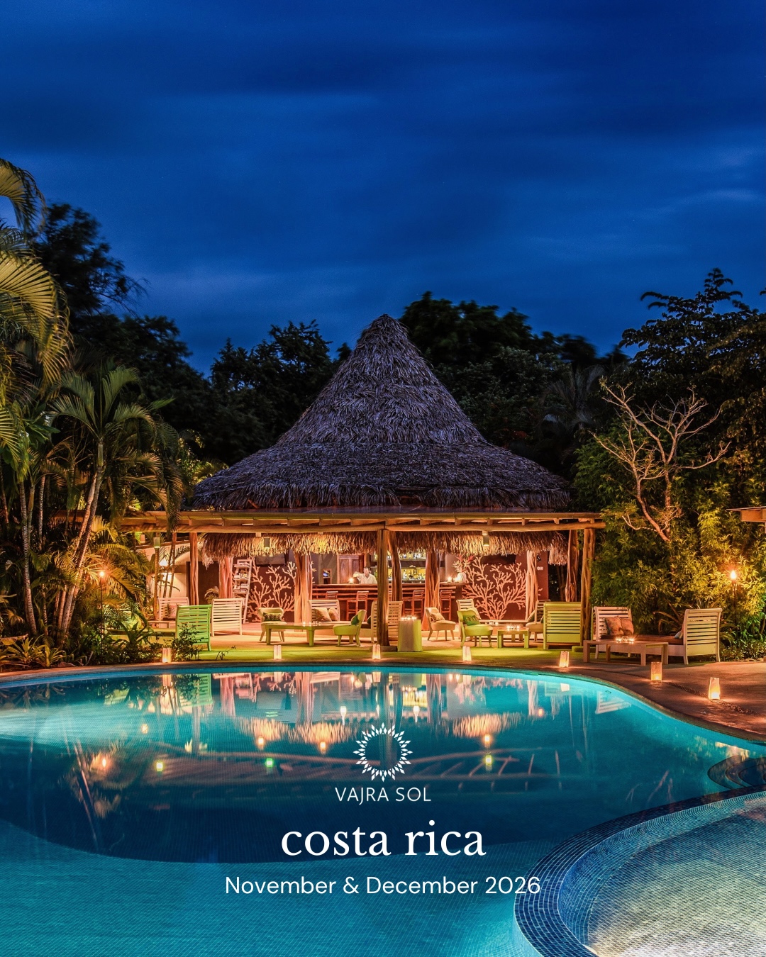 Vajra Sol Yoga Retreats Facebook ad: Five Nights of Yoga on Costa Rica's Pacific Coast…