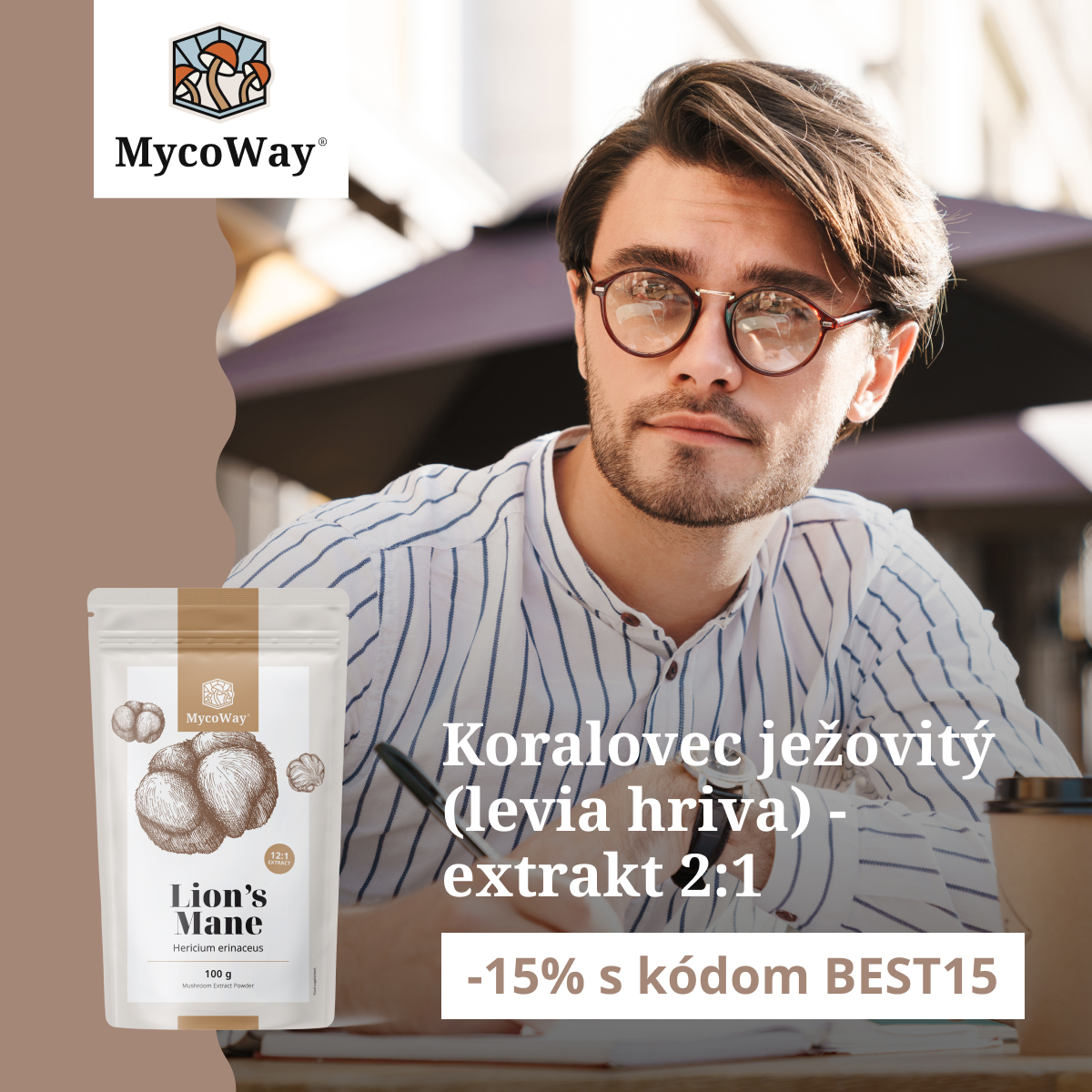 MycoWay.sk Facebook ad: 15% zľava s kódom BEST15