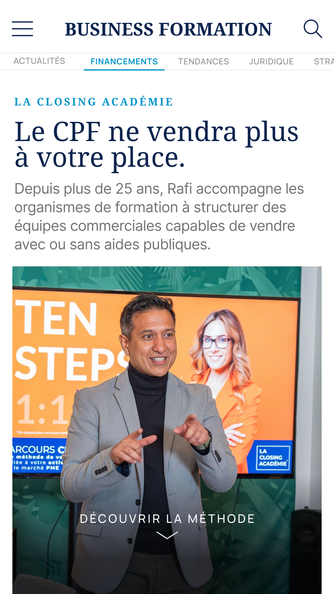 La Closing Académie Facebook ad