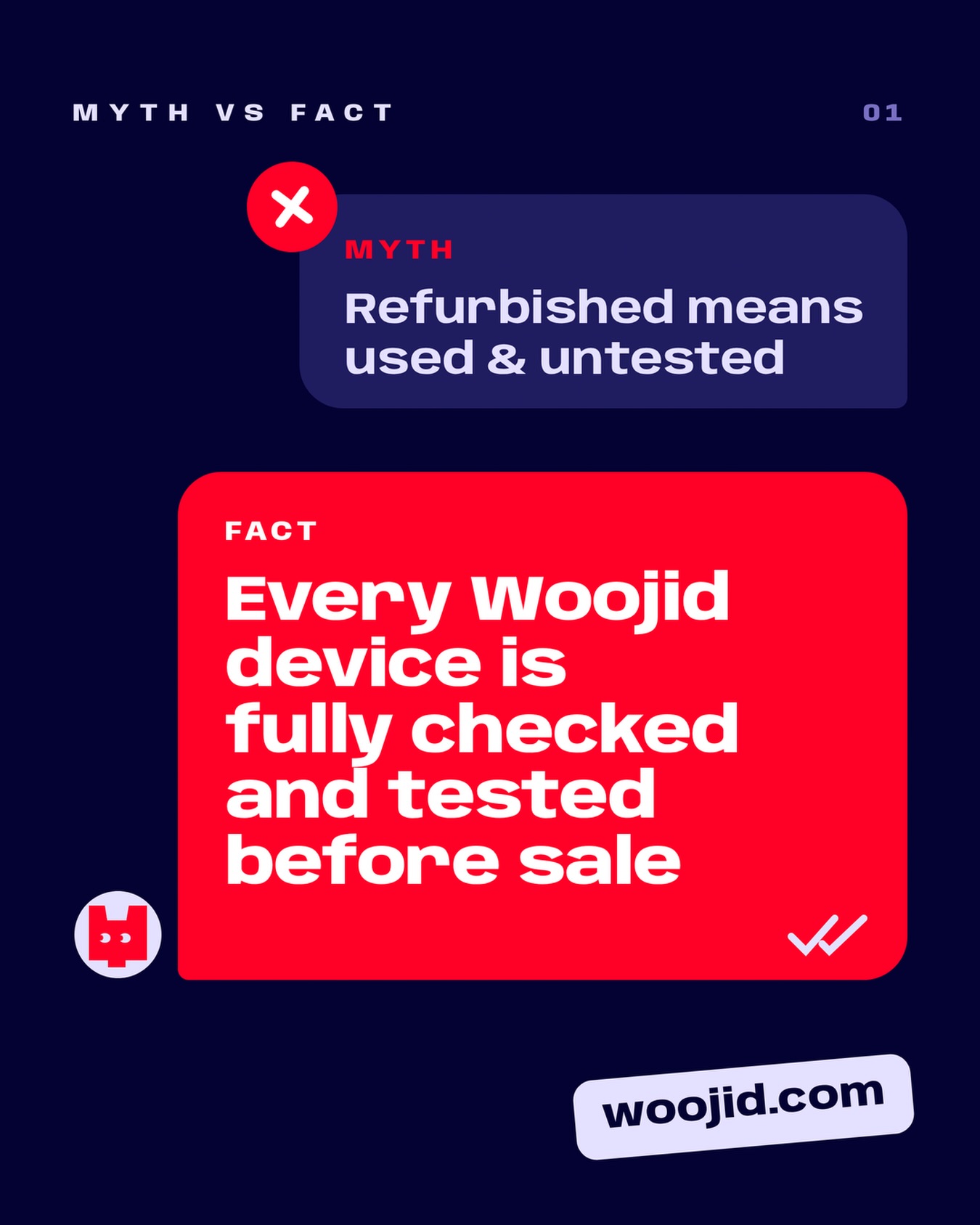 Woojid Refurbished Electronics Lebanon Facebook ad: Don’t let old misconceptions fool you.