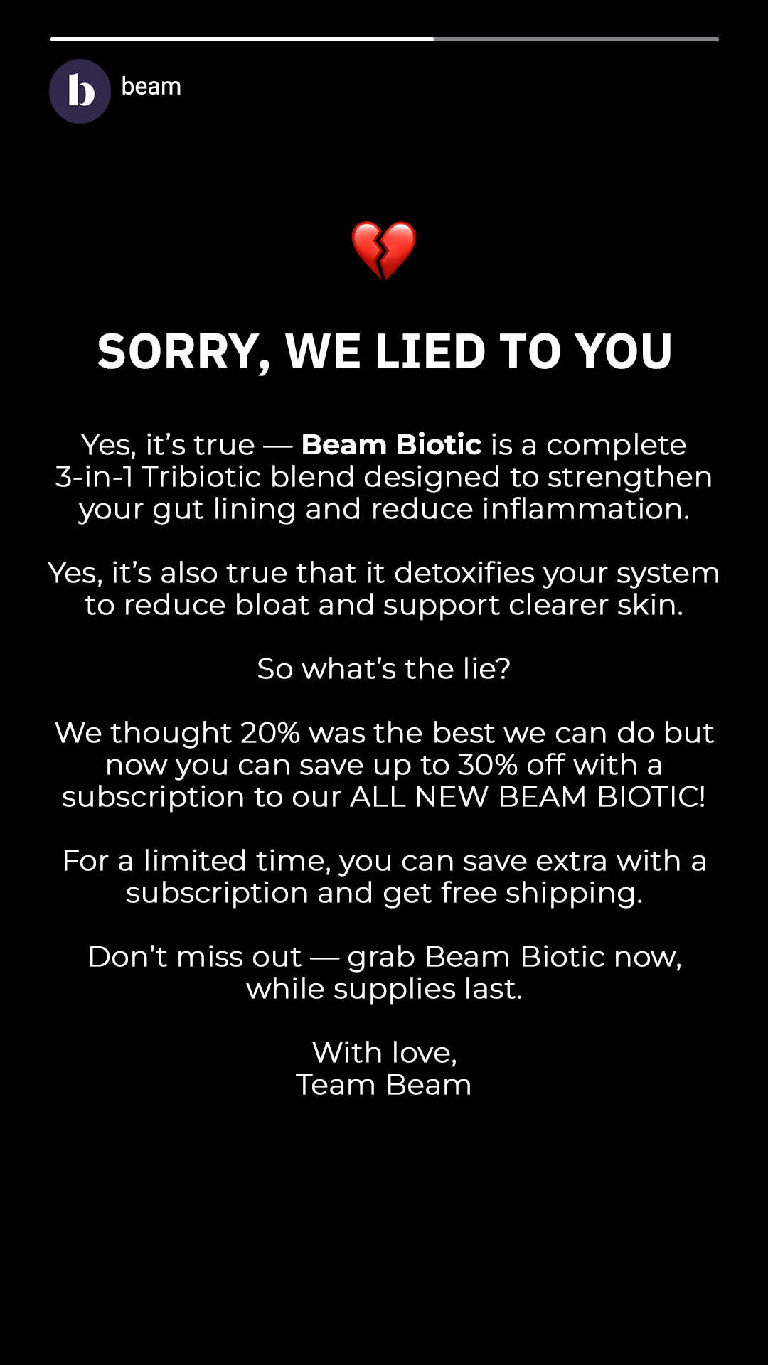 beam Facebook ad