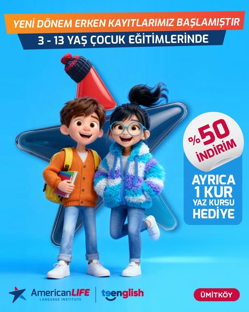 American LIFE Ankara Ümitköy Facebook ad: Yeni dönemde çocuğunuzun İngilizceyi yalnızca öğrenmesini…
