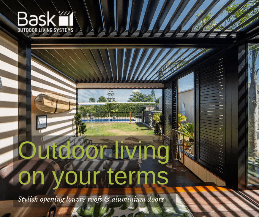 Bask Outdoor Living Facebook ad: We have a bespoke outdoor system for you