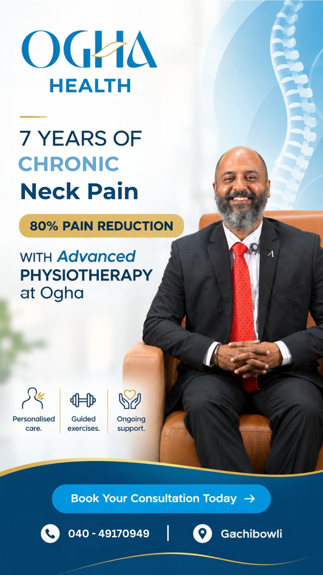 Ogha Health Facebook ad: 6-7 years of neck pain.