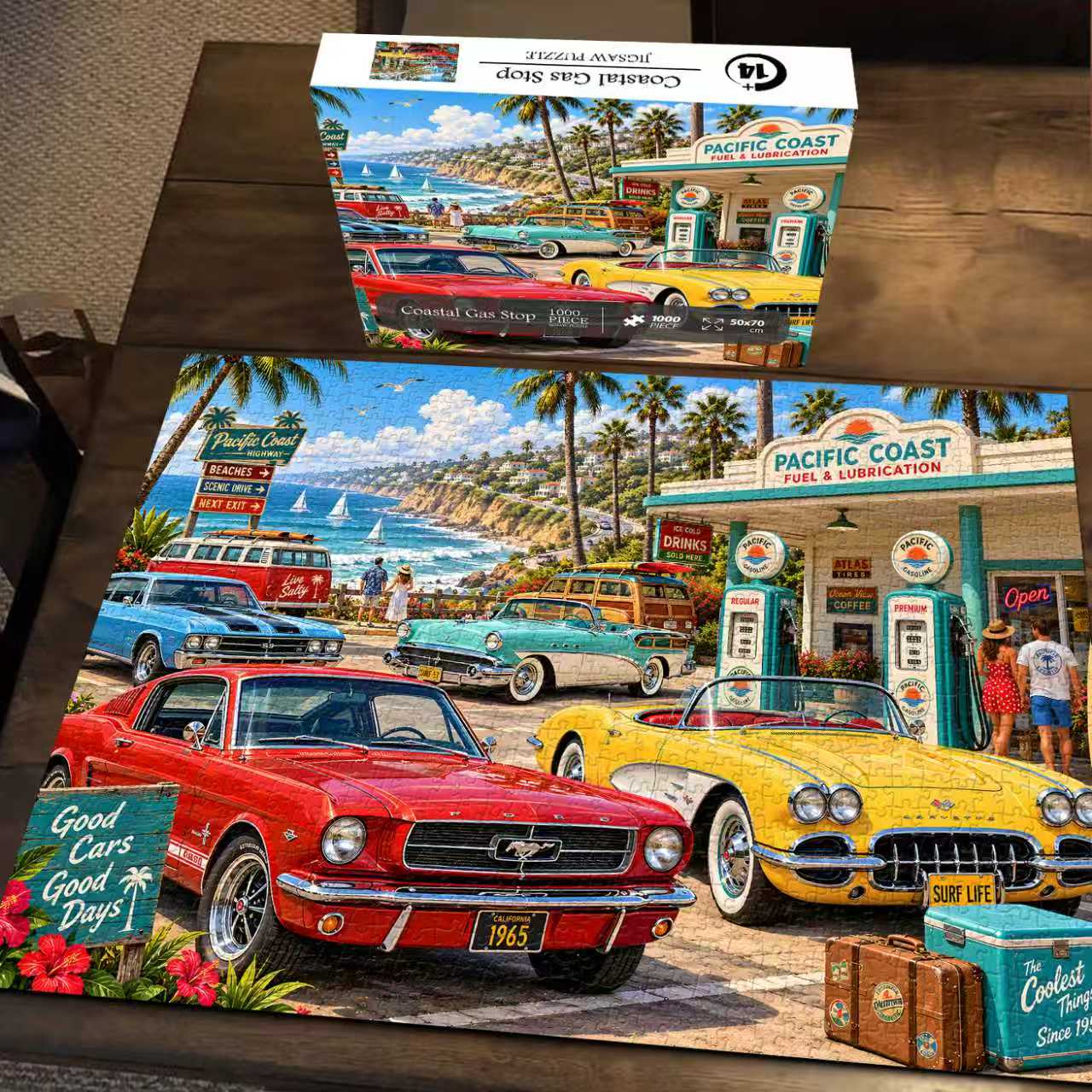 Fun-Puzzle Facebook ad: Coastal Gas Stop Jigsaw Puzzle 1000 Pieces