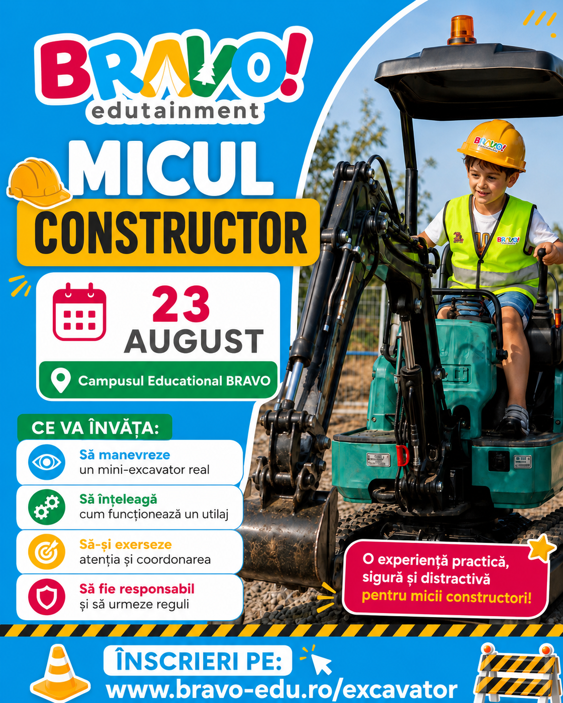 BRAVO edutainment Facebook ad: MINI EXCAVATOR PENTRU COPII
