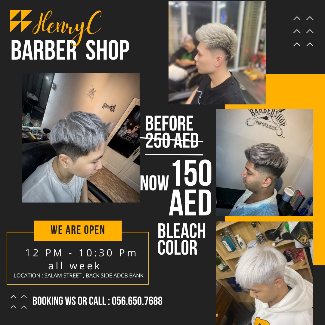 Hairdresser HenryC Facebook ad: Hello guys in Abu Dhabi!