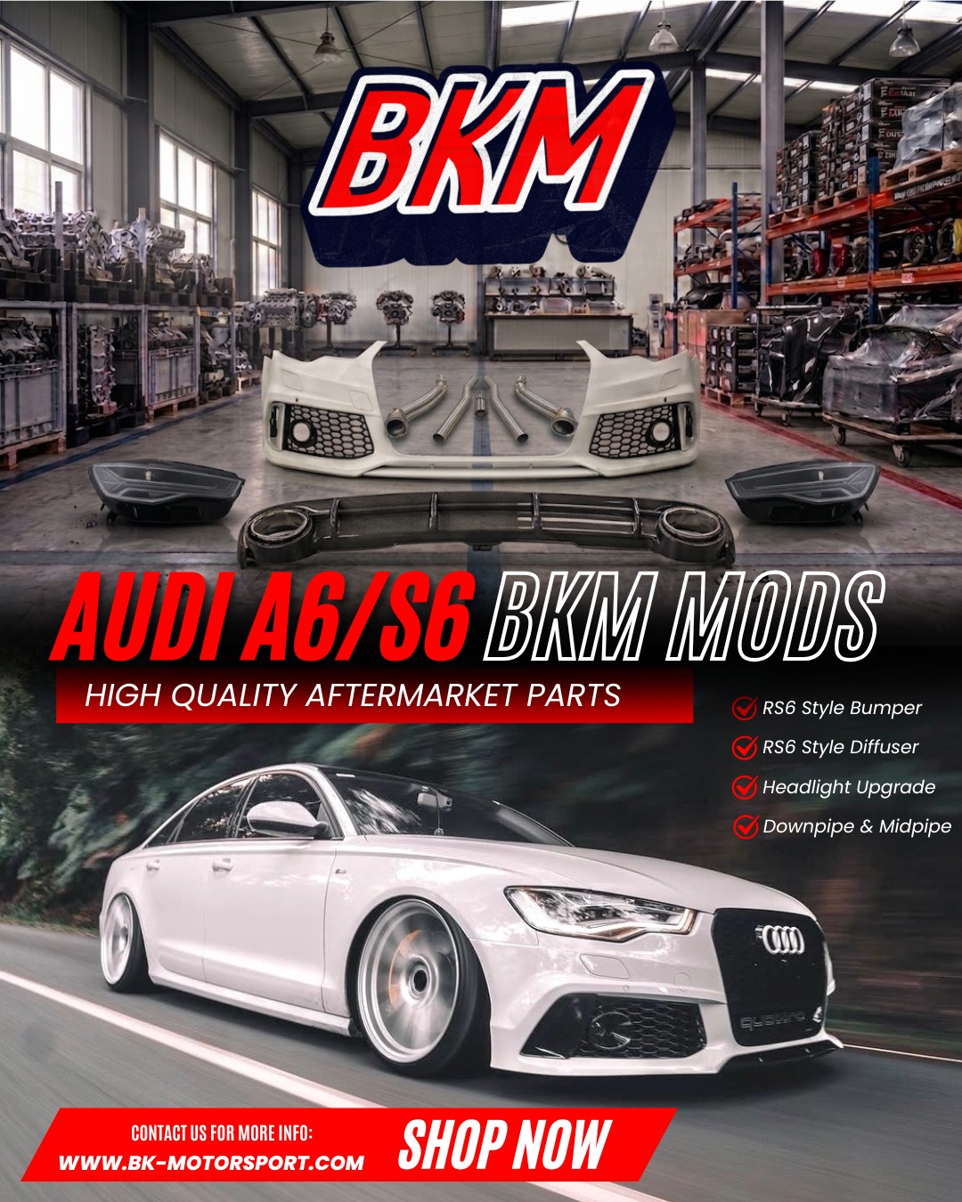 BK-Motorsport Facebook ad: BIG WAREHOUSE CLEARANCE SALE, UP TO 25% OFF!