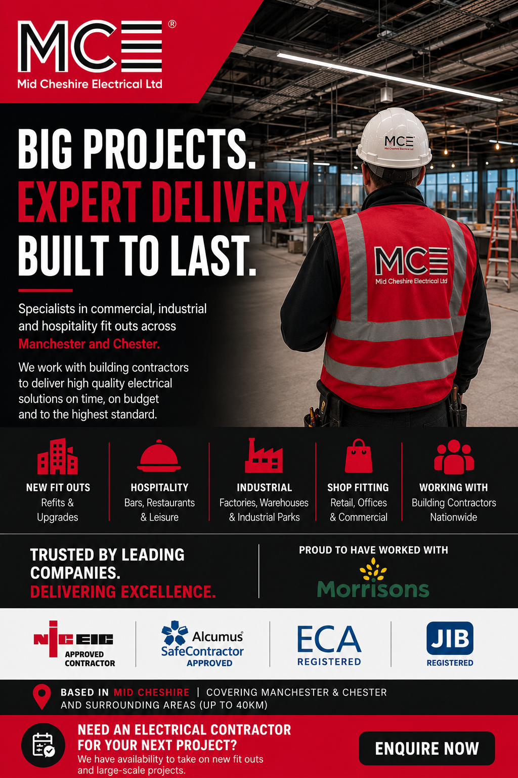 Mid Cheshire Electrical Ltd Facebook ad: Commercial Electrical Contractor Available For New Projects