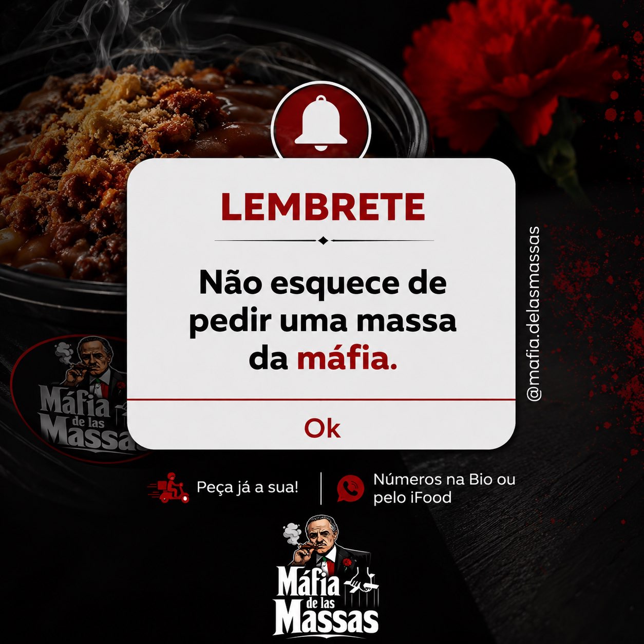 mafiadelasmassas Facebook ad: Sabor, cremosidade e qualidade em cada prato.