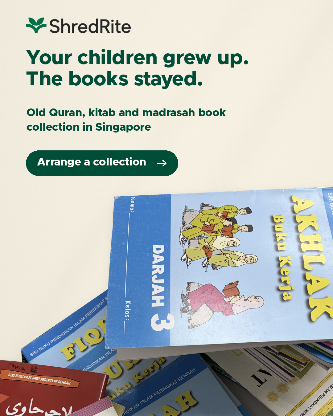ShredRite Facebook ad: Old Quran, kitab and madrasah book collection in Singapore
