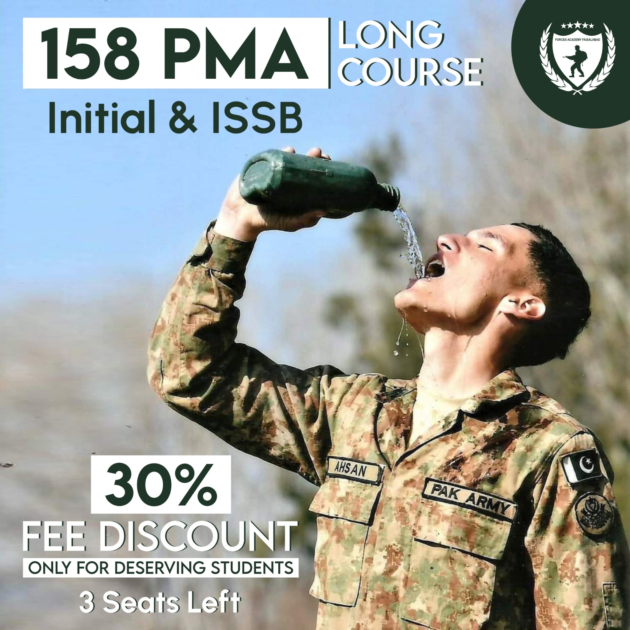 Forces Academy Faisalabad - Karachi Campus Facebook ad: 𝐋𝐚𝐬𝐭 𝐂𝐡𝐚𝐧𝐜𝐞: 𝐉𝐨𝐢𝐧 𝟏𝟓𝟖 𝐏𝐌𝐀 𝐋𝐨𝐧𝐠…