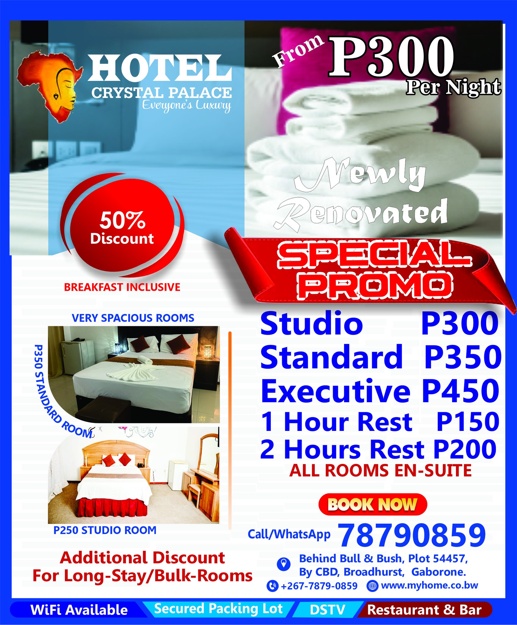 Hotel Crystal Palace, Gaborone Facebook ad