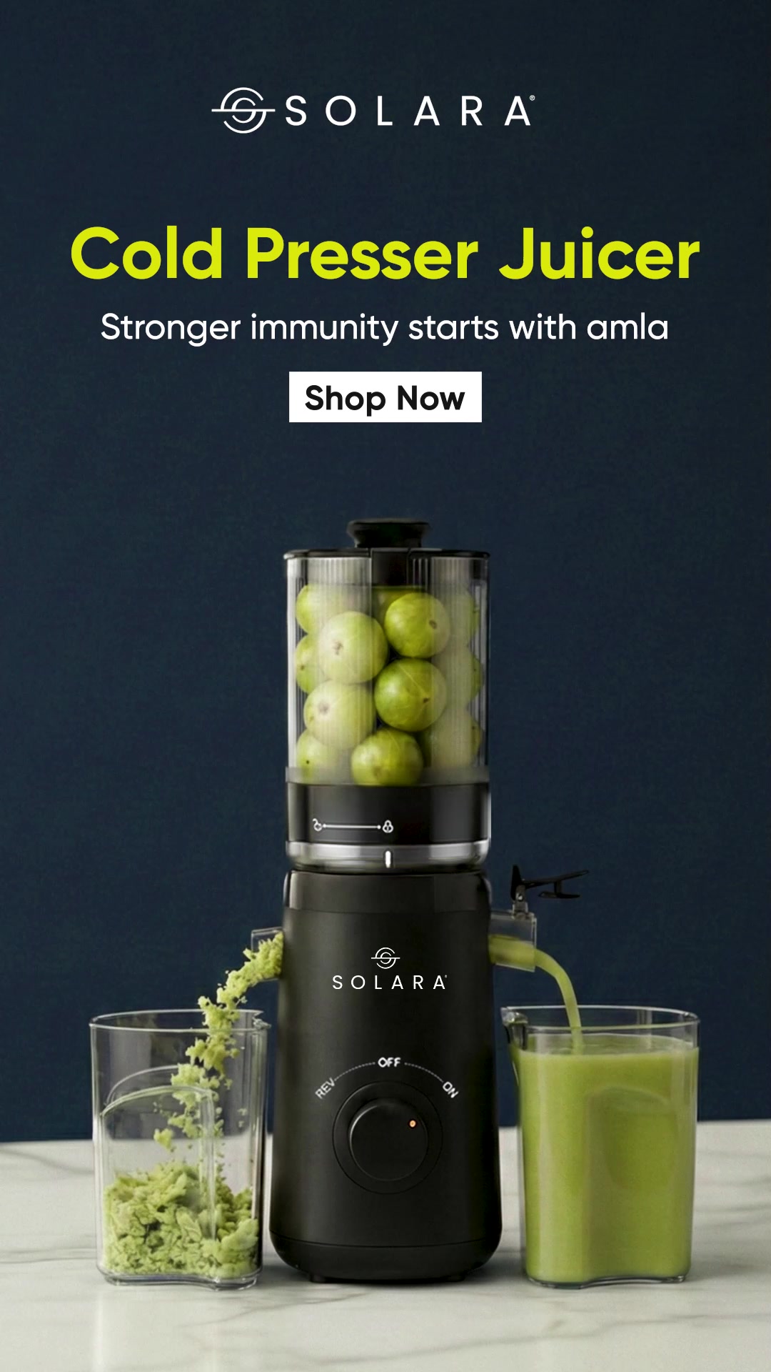 Solara Home Facebook ad: Launch Offer: More Juice, Less Pulp