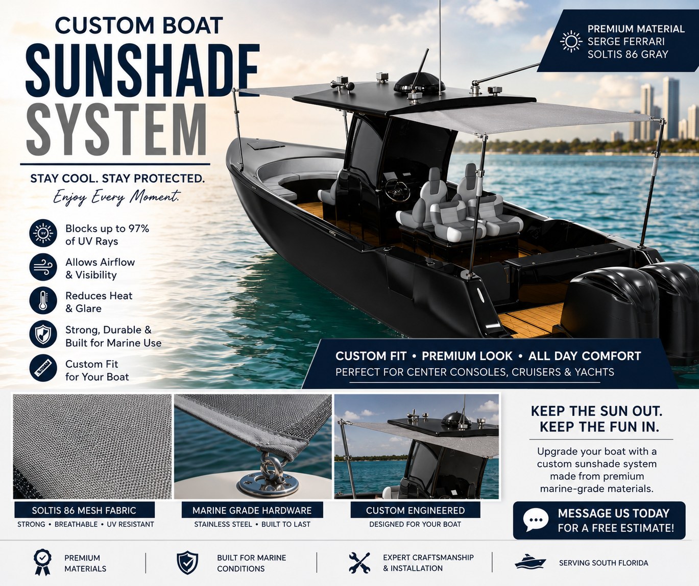 Soflo Boats Facebook ad: boat Shade Kit / Quick Boat Shade