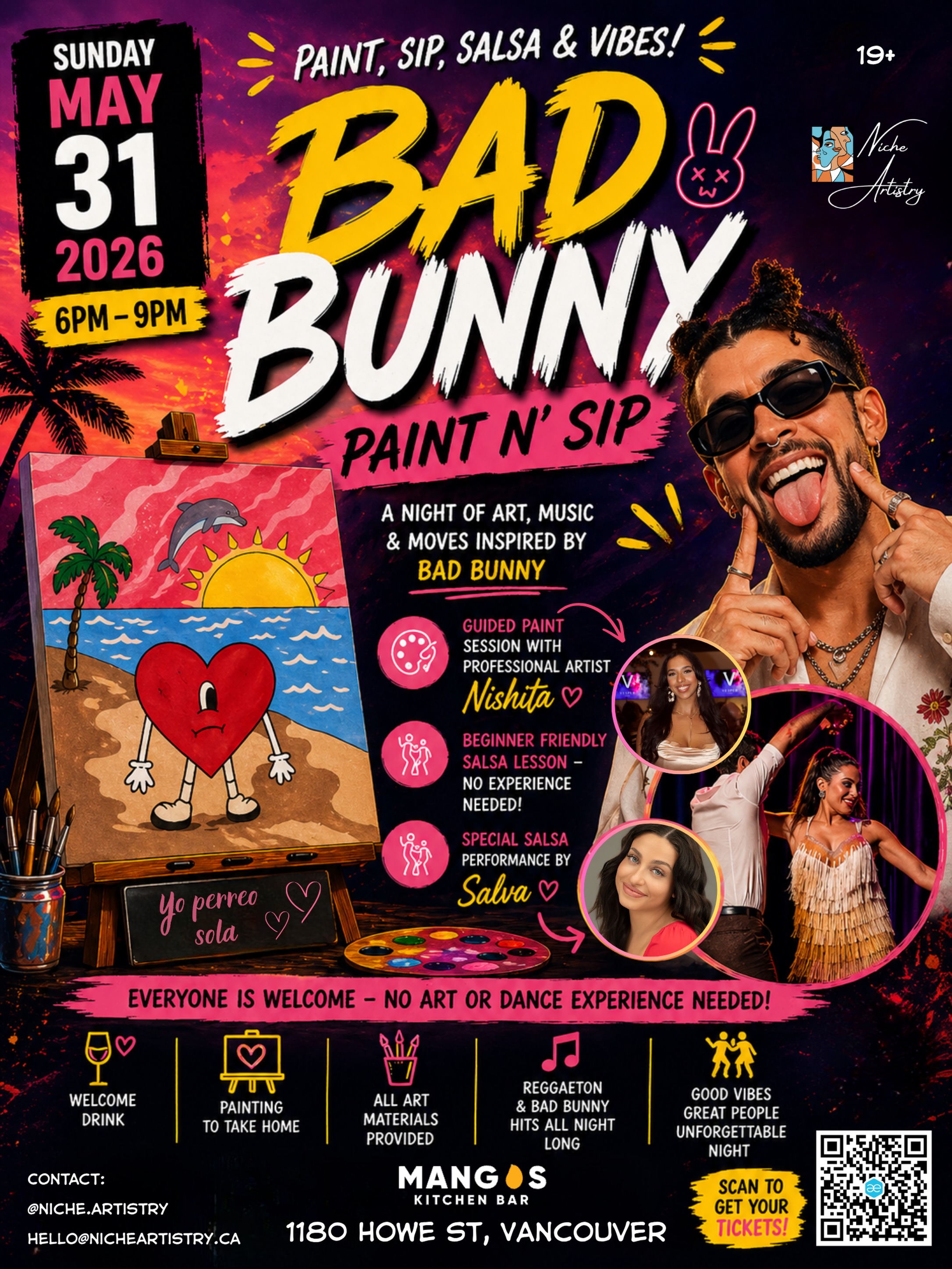 ArtbyNishita Facebook ad: Bad Bunny Paint N Sip