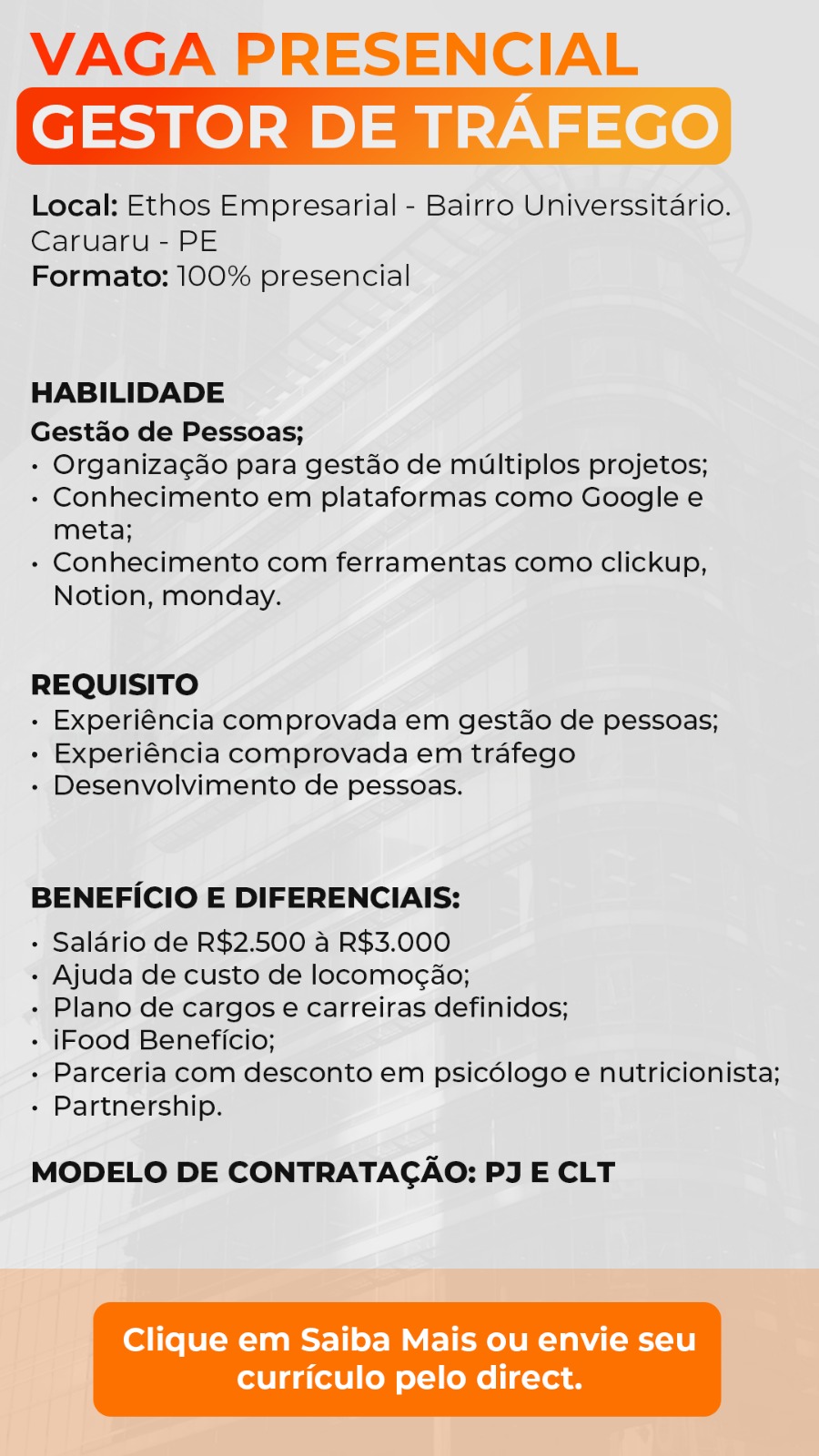 E3 Digital Facebook ad: OPORTUNIDADE - GESTOR(a) DE TRÁFEGO PAGO PLENO