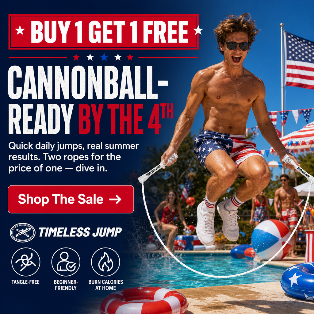 Timeless Jump Facebook ad: 4th of July Sale, Buy 1 Get 1 FREE