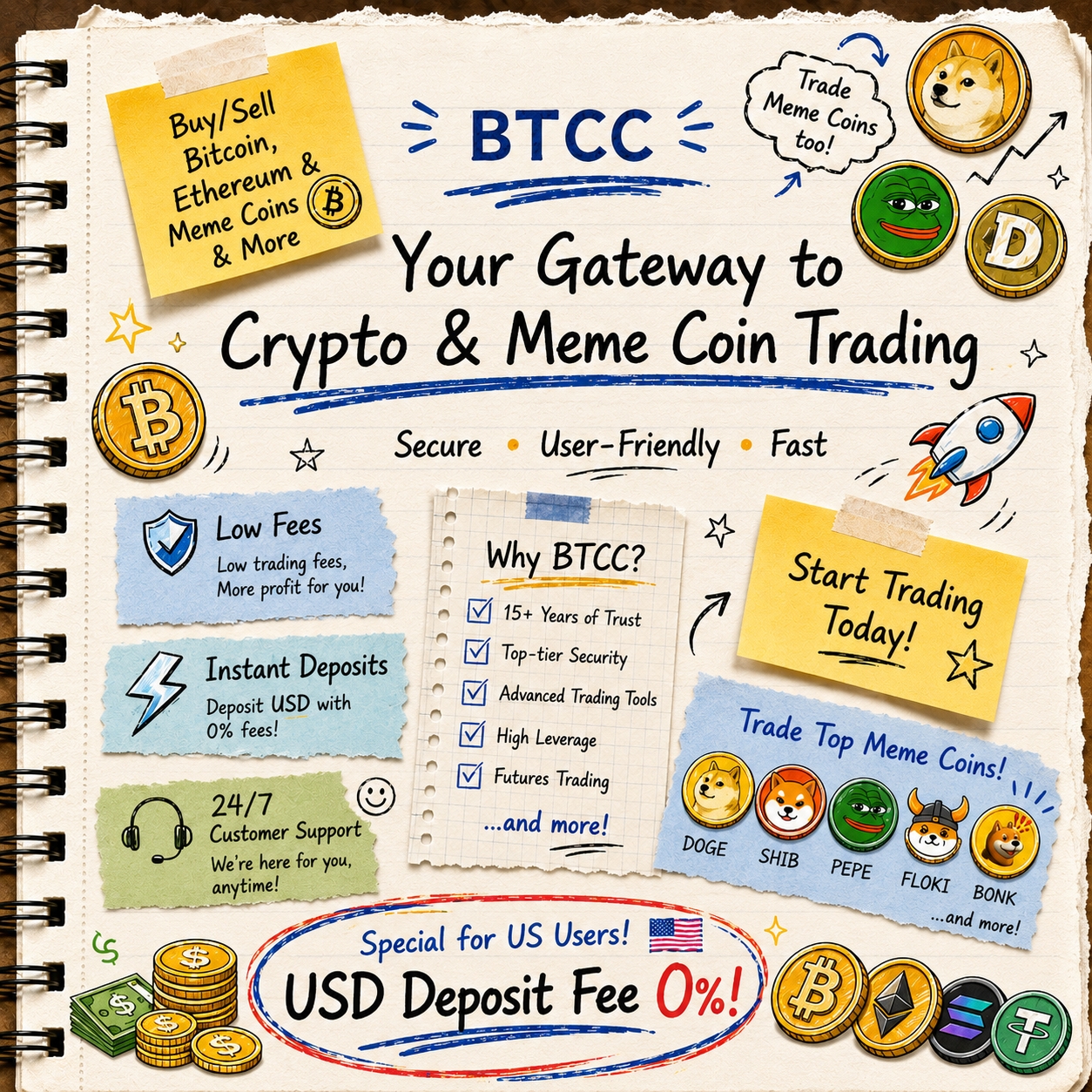 BTCC Exchange Facebook ad: Start your earning journey with just $200!