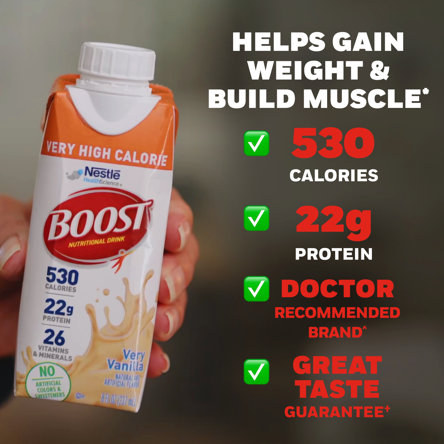 Boost Nutritional Products Facebook ad: Nutrition in Every Sip