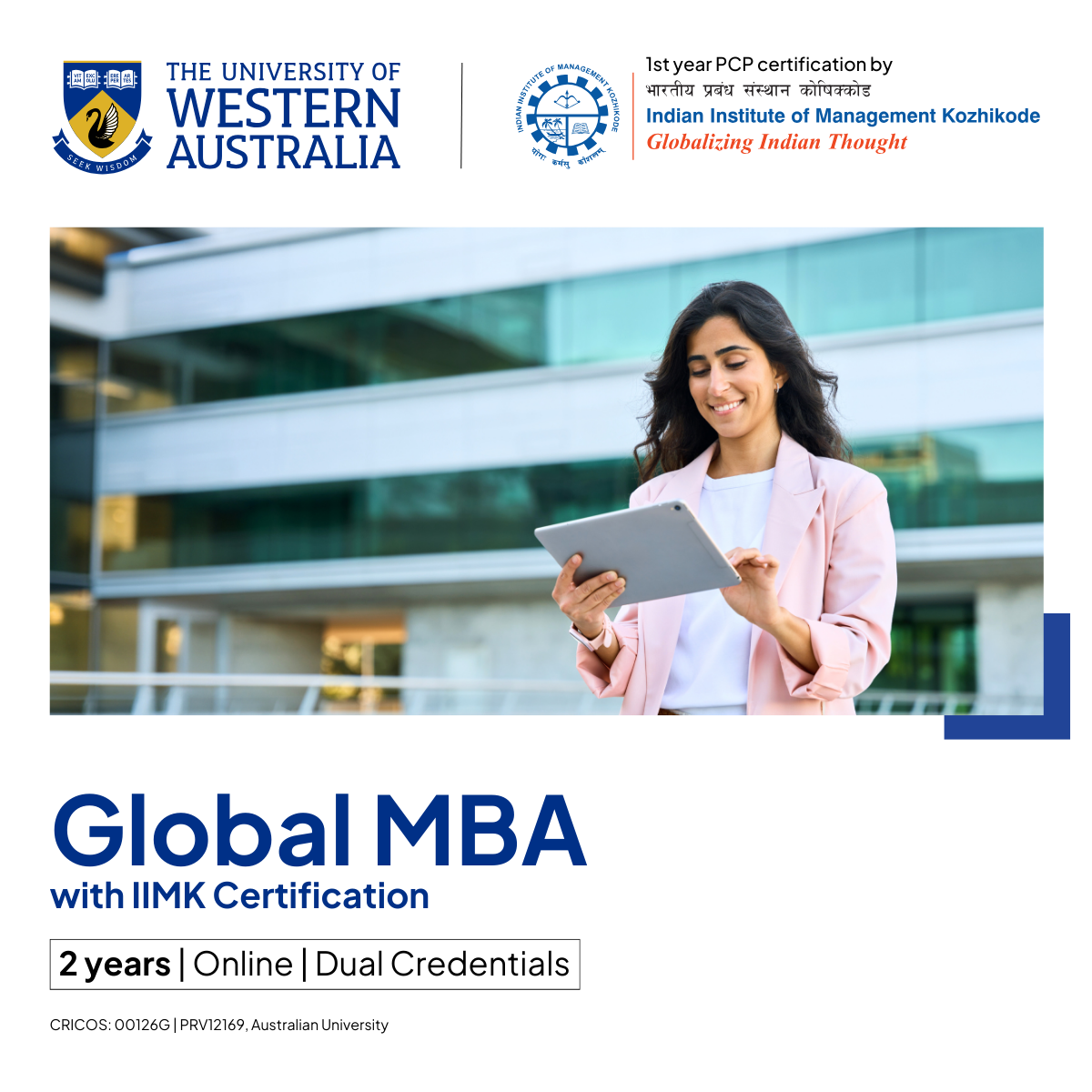UWA Global MBA with IIM Kozhikode Certification Facebook ad