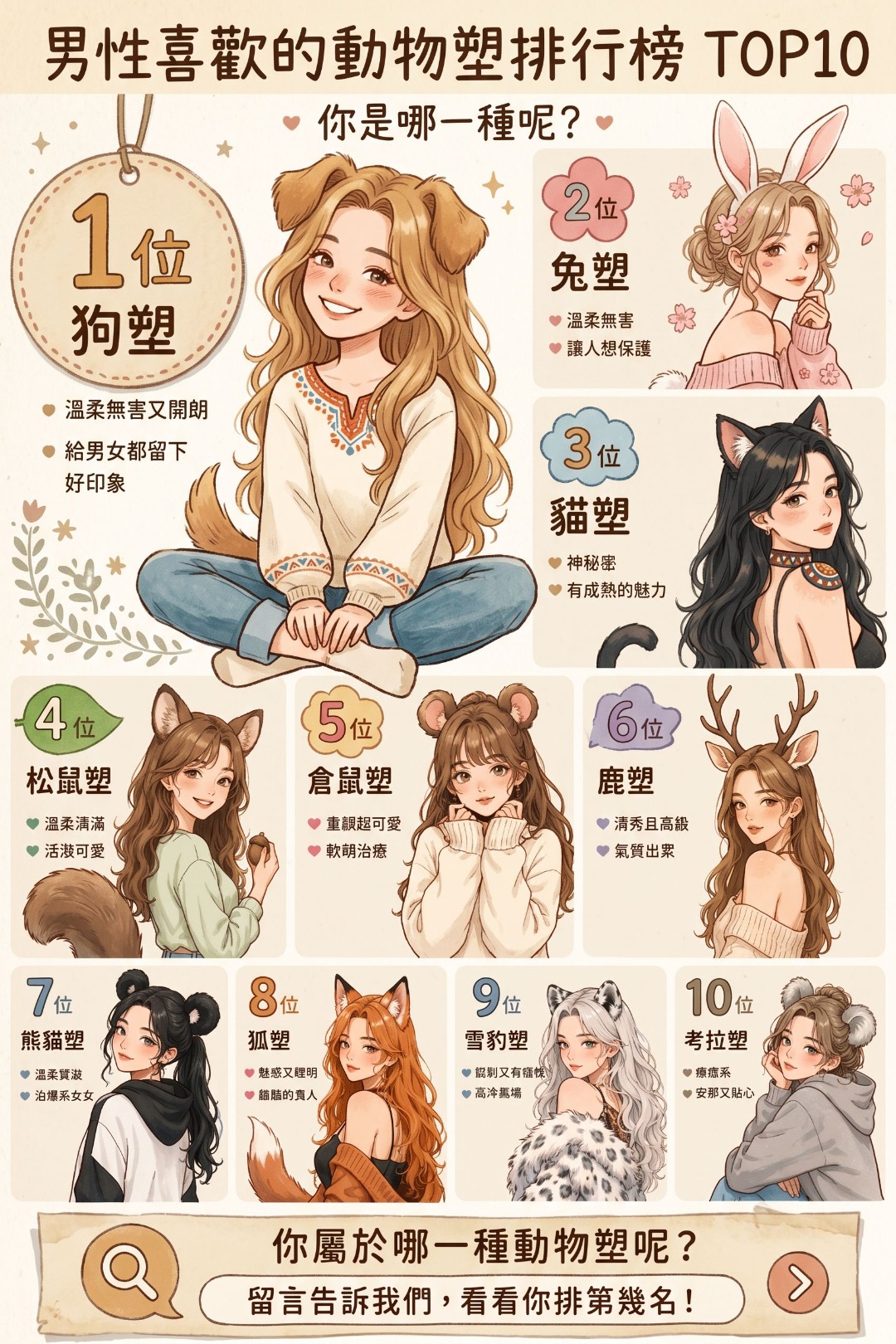 Primal Archetype Facebook ad: 妳在戀愛中是哪種動物？