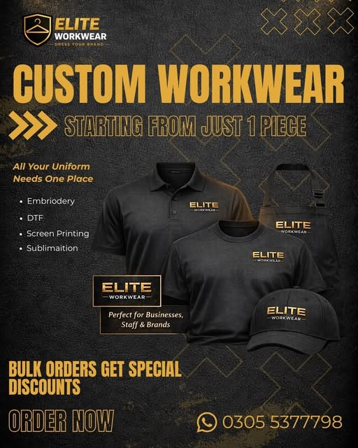 Elite Workwear Facebook ad: Premium Custom Workwear for Every Business