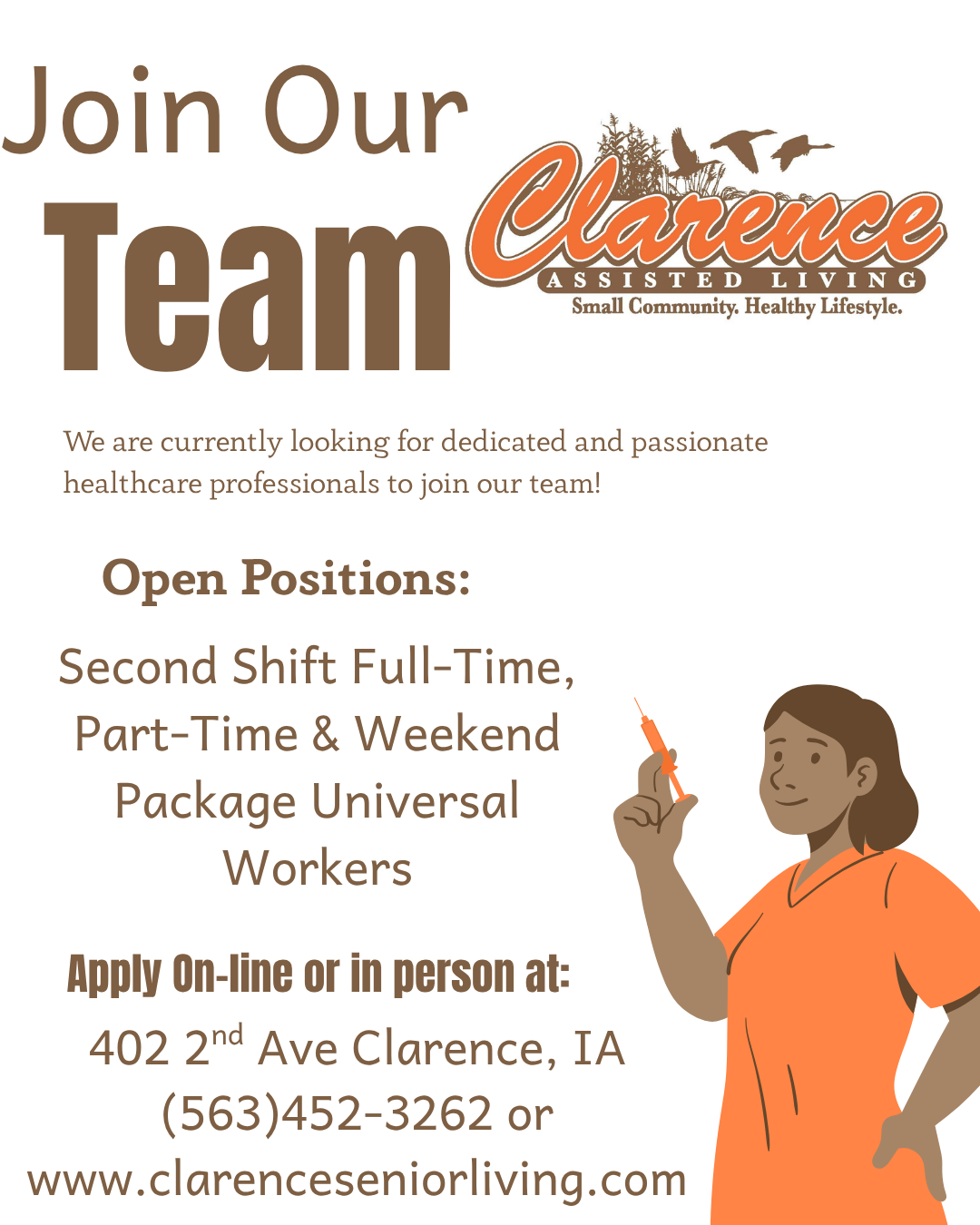 Clarence Senior Living Facebook ad from Jun 1, 2026