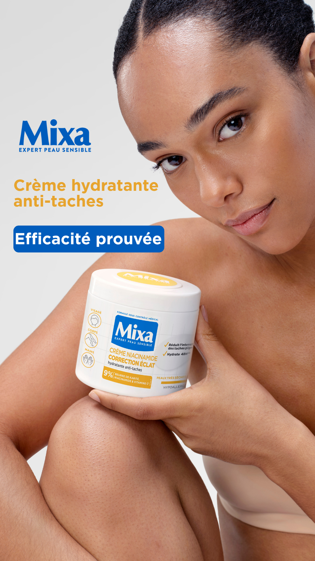 Mixa Facebook ad: Mixa Crème Niacinamide Correction Éclat