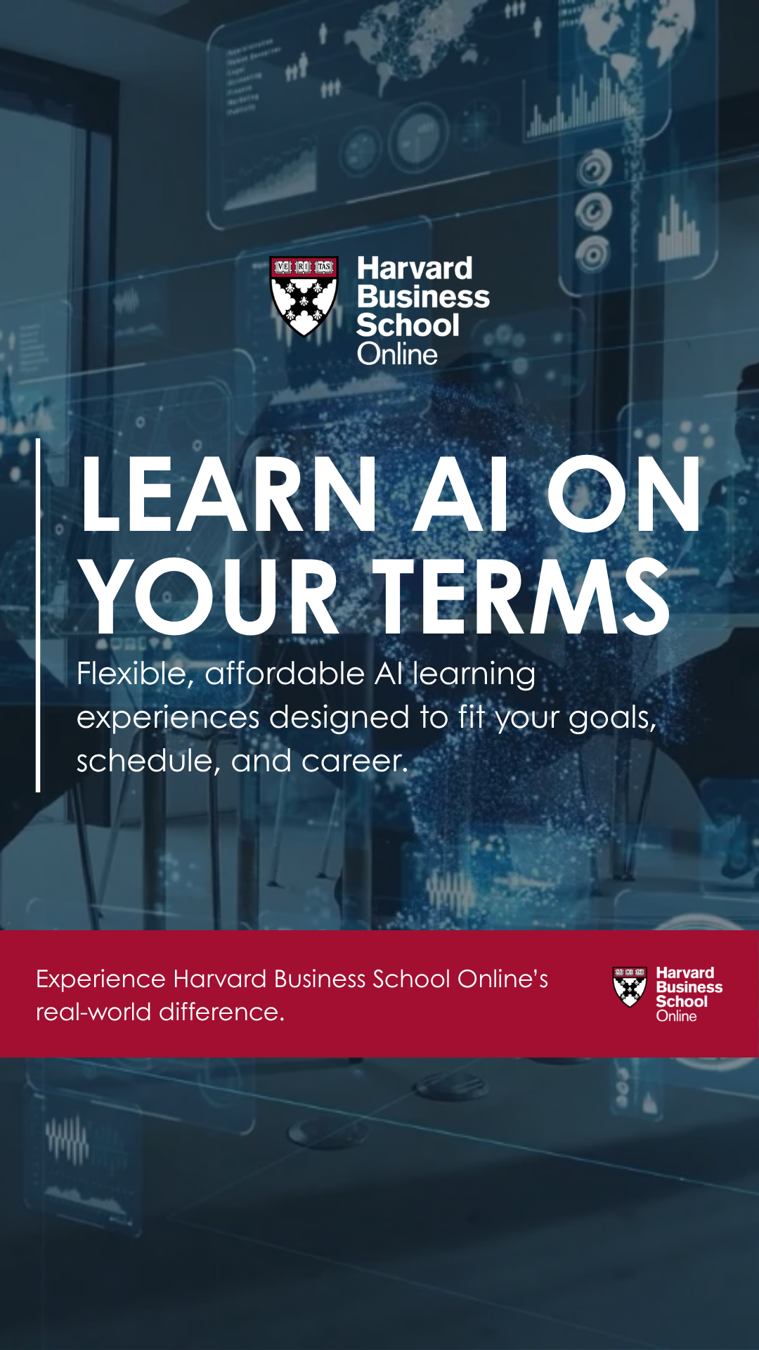 Harvard Business School Online Facebook ad: Harvard-Taught AI for $489 USD
