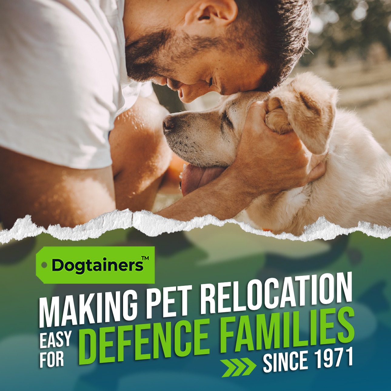 Dogtainers Pet Transport Facebook ad: Stress-Free Pet Relocation for Defence Families, We Handle…