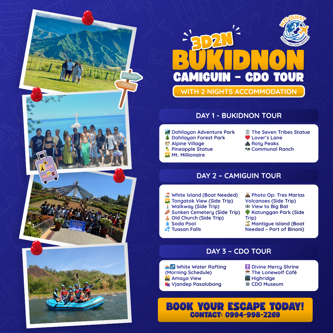 MJT-Quest Travel and Tours Services Facebook ad: Adventure, Nature & Island Vibes, All in One Tour!