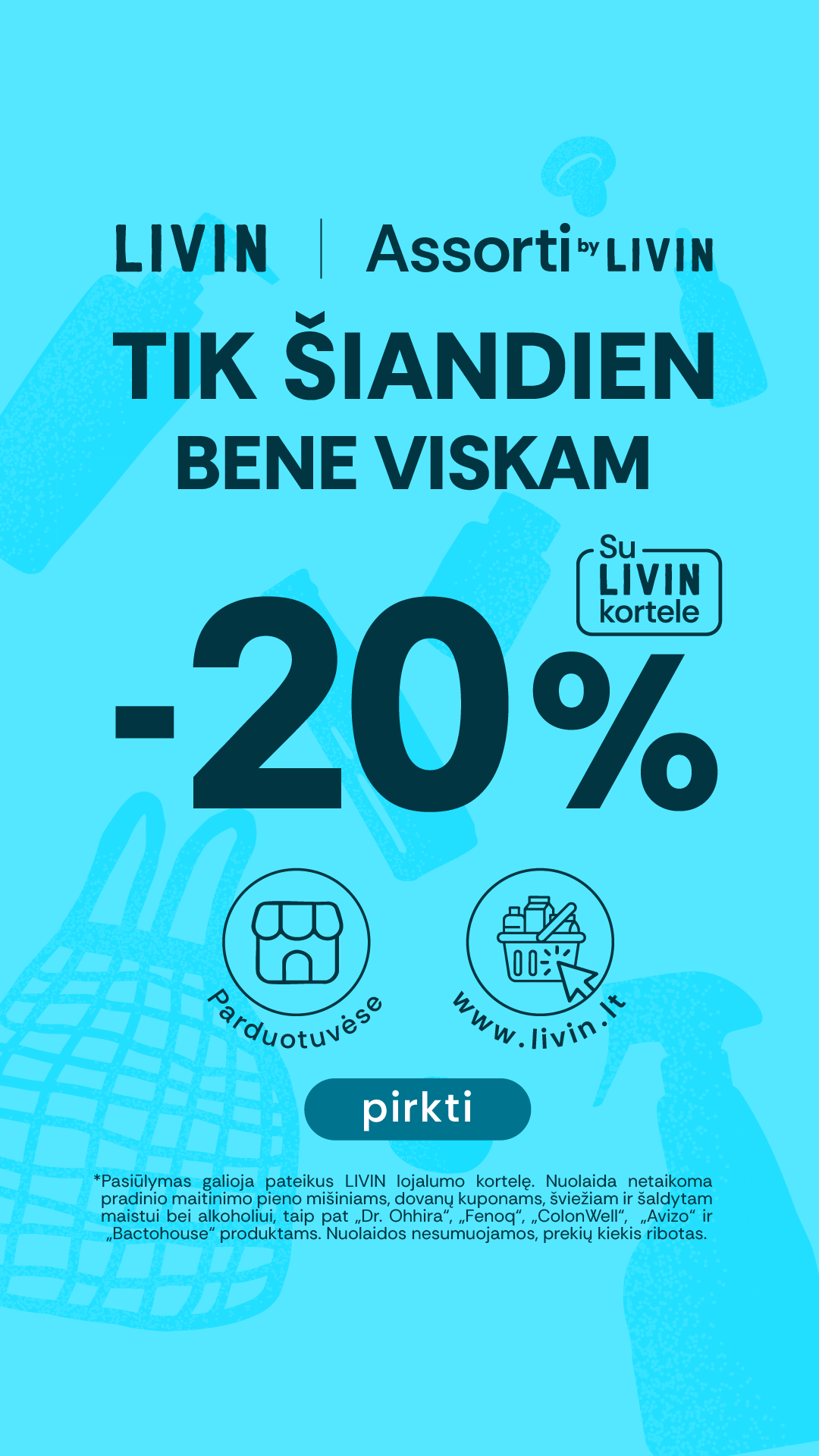 LIVIN sveiki produktai Facebook ad: BENE VISKAM -20%