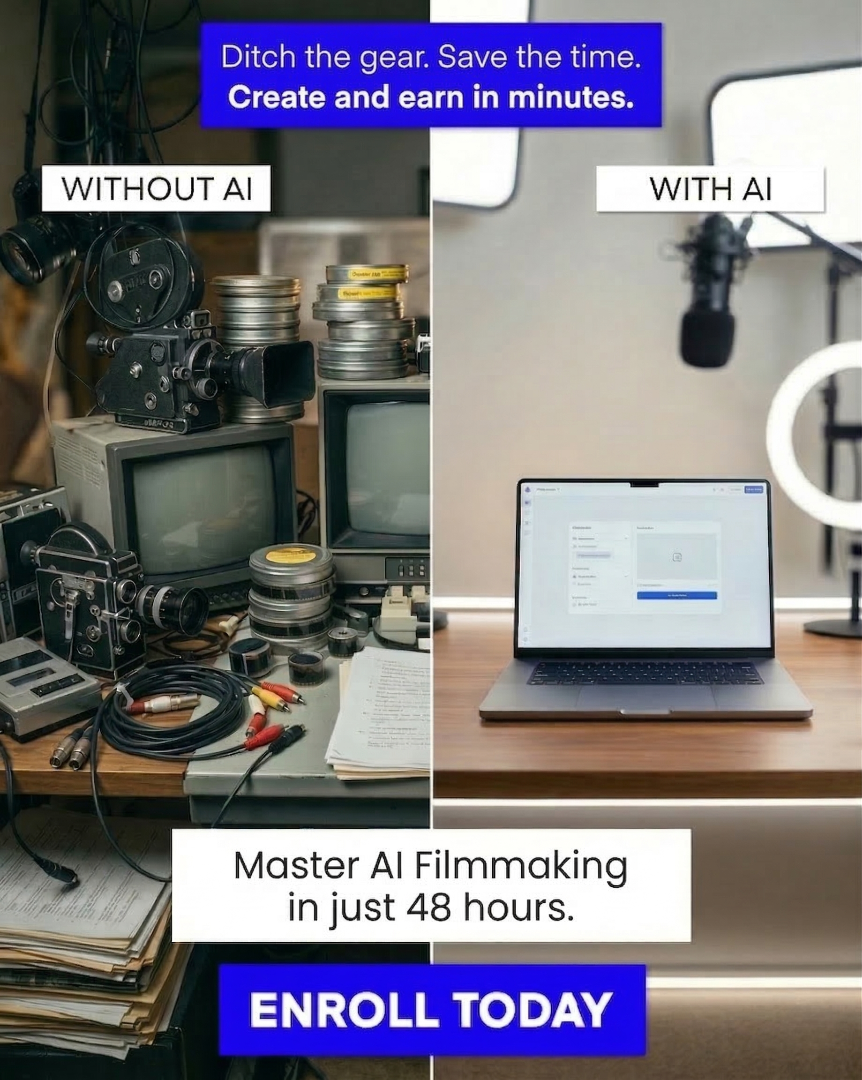 Steptwo.ai Facebook ad: Learn AI Filmmaking In Just 48 Hours