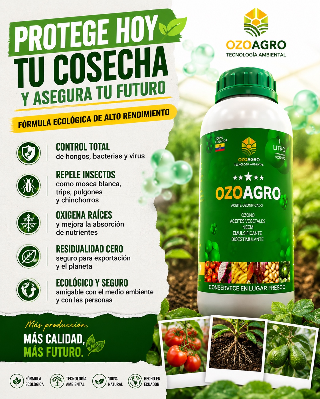 Ozoagro Facebook ad: ¡Protege tus cultivos de forma natural!