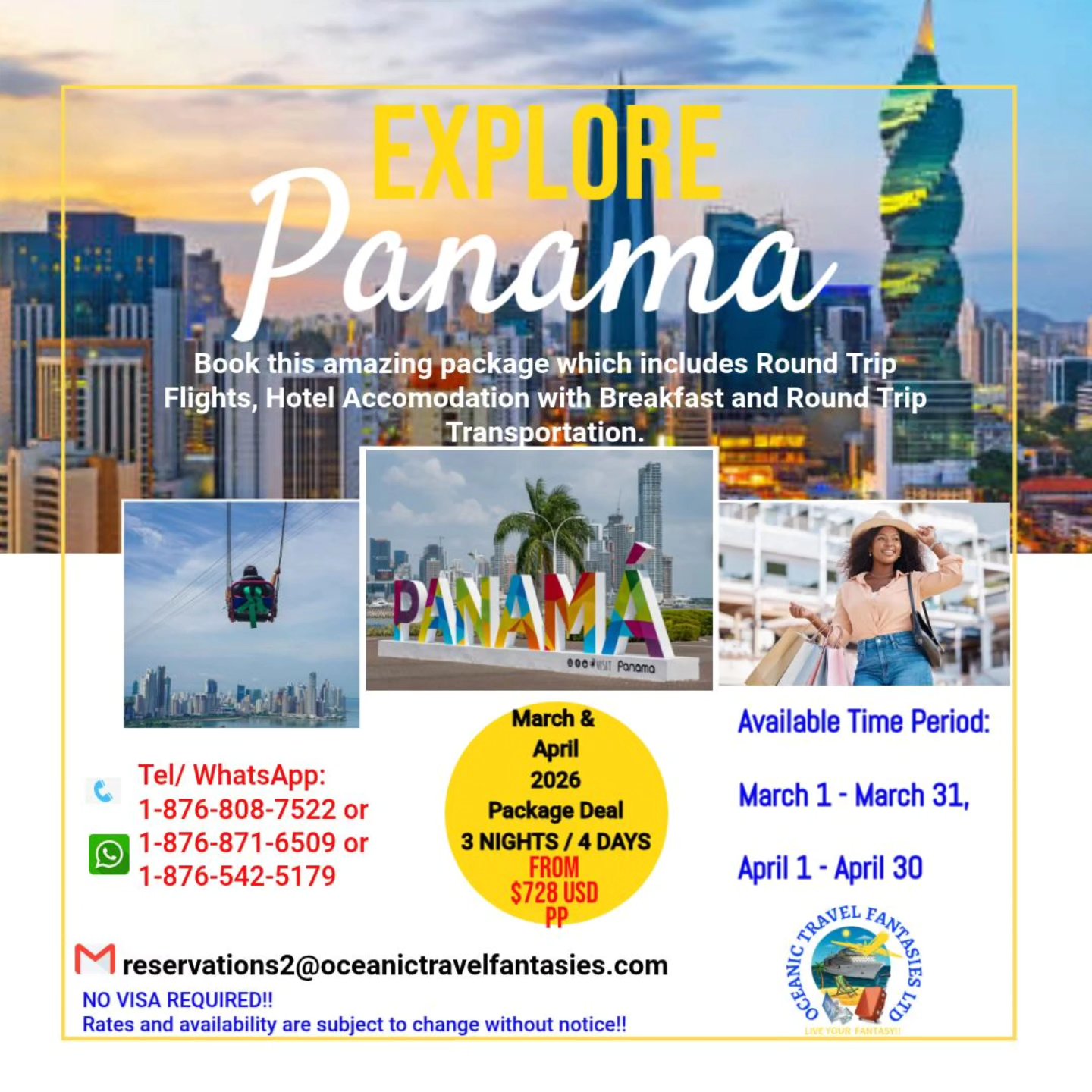 Oceanic Travel Fantasies Limited Facebook ad: 2026 PANAMA VACATION PACKAGES