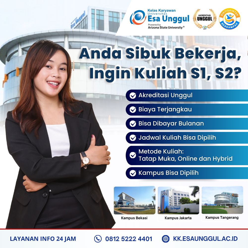 Kelas Karyawan Esa Unggul Facebook ad: Dibuka Pendaftaran Mahasiswa Baru Kelas Karyawan S1 2