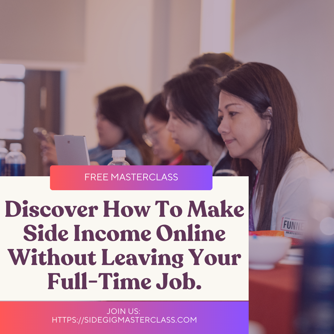 Side Gig Accelerator Facebook ad: From Pharmacist to Funnel Designer: Join My Free Training