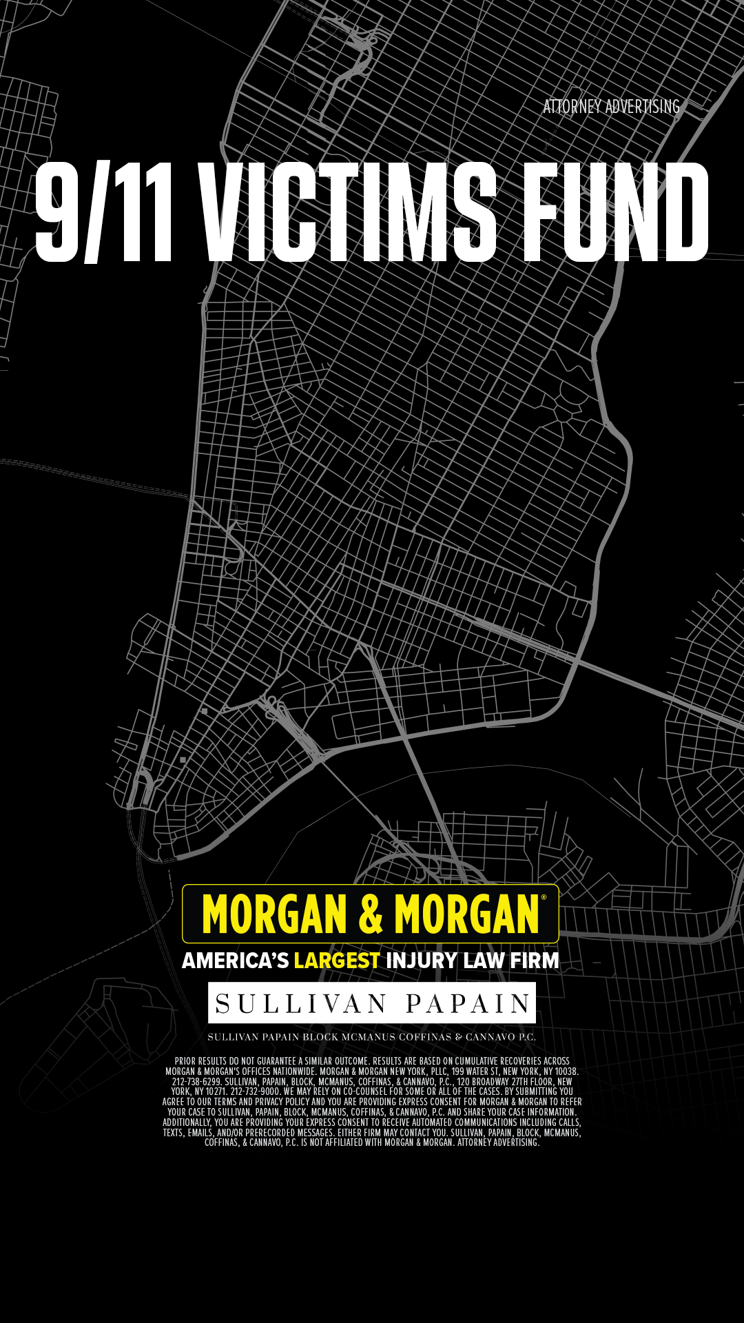 Morgan & Morgan Facebook ad: Were You in the 9/11 Exposure Zone?