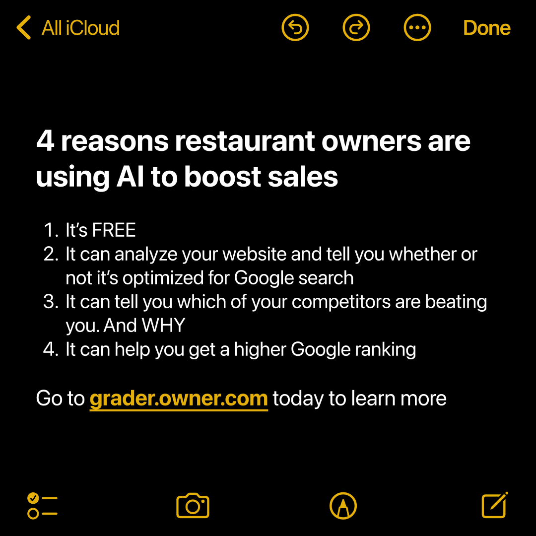 Restaurant Grader Facebook ad: Grade your site
