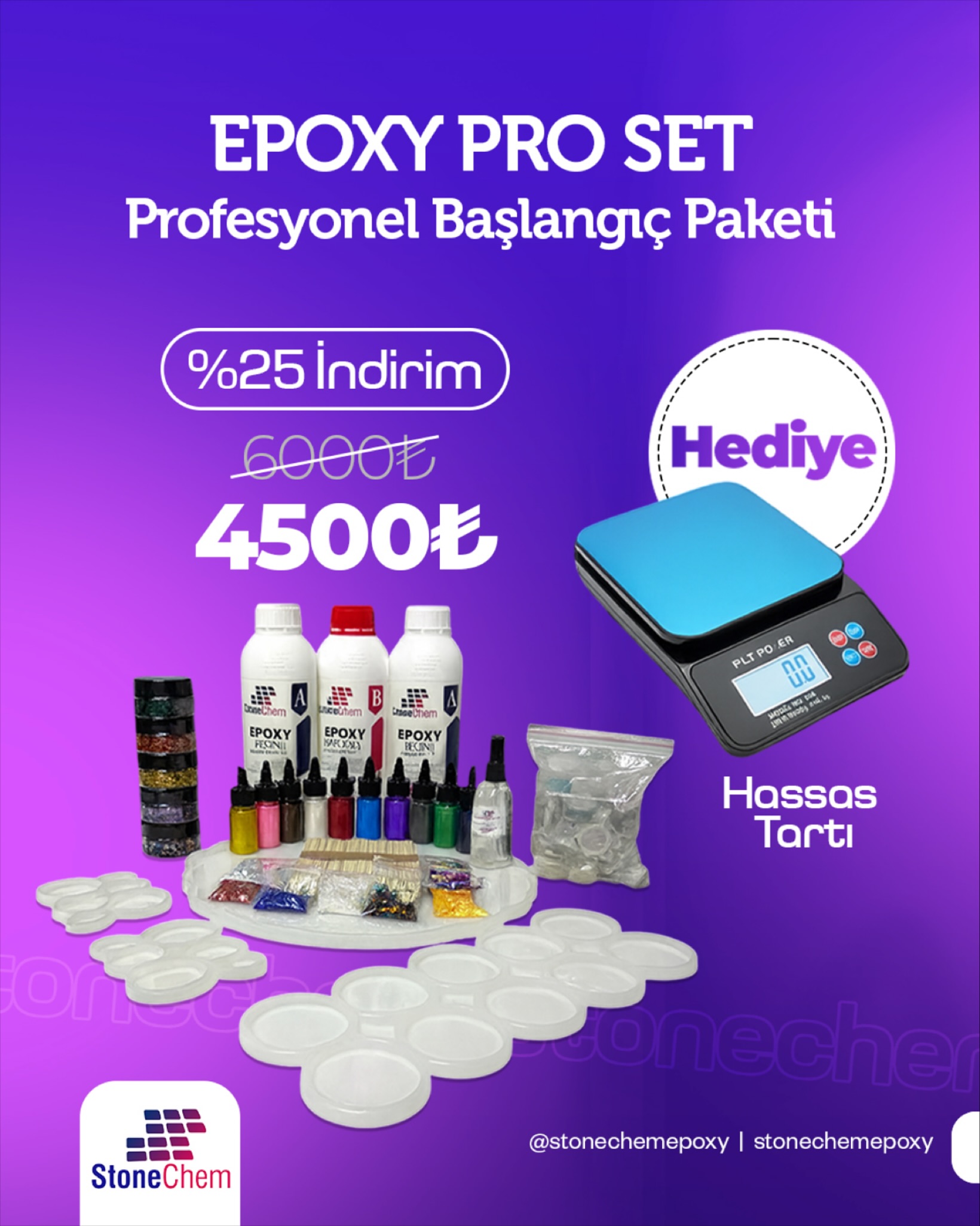 Stonechem Facebook ad: Stonechem Pro Set Epoksi ve Hobi Malzemeleri Seti