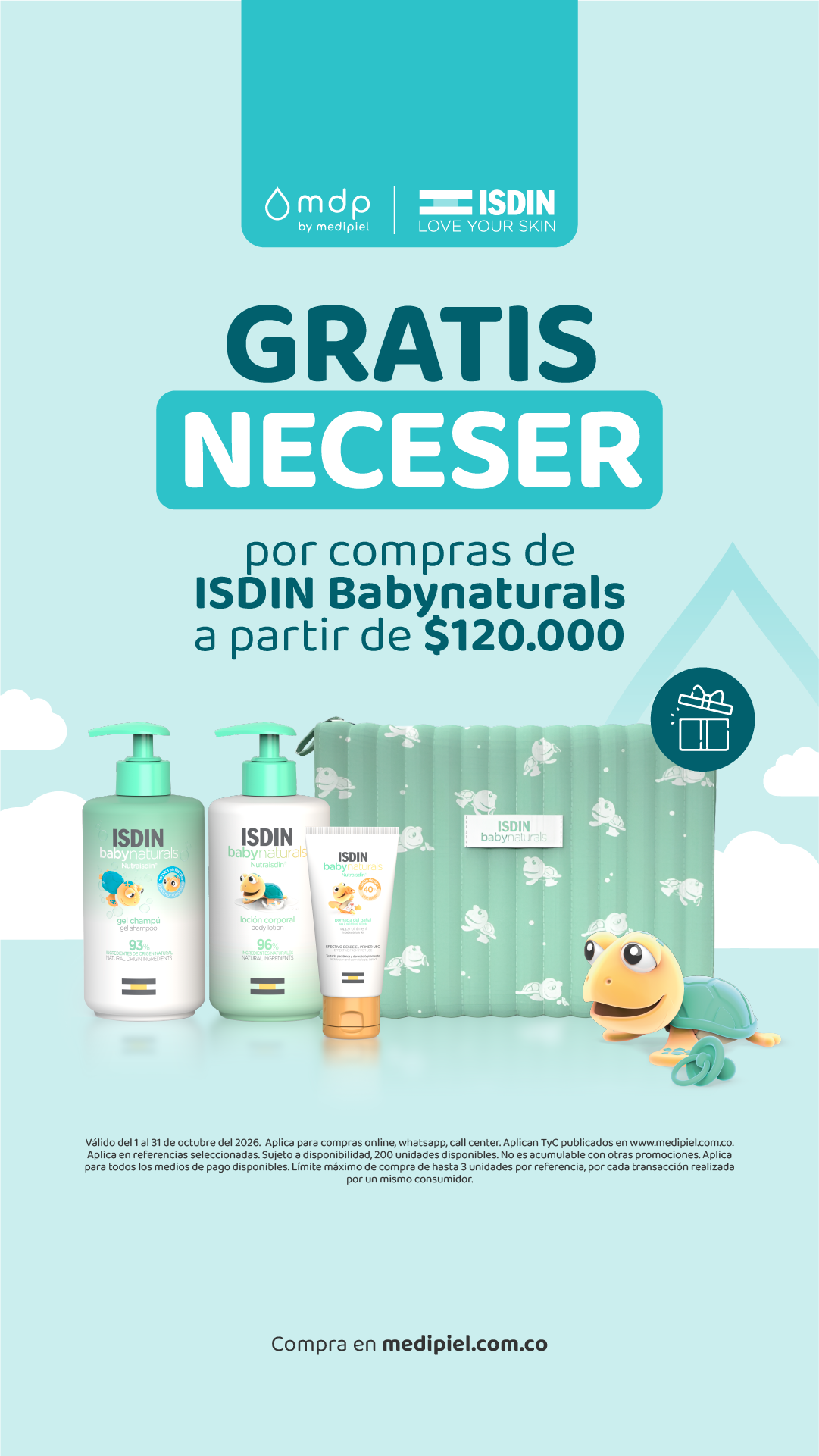 Medipiel Facebook ad: Neceser GRATIS desde $120.000