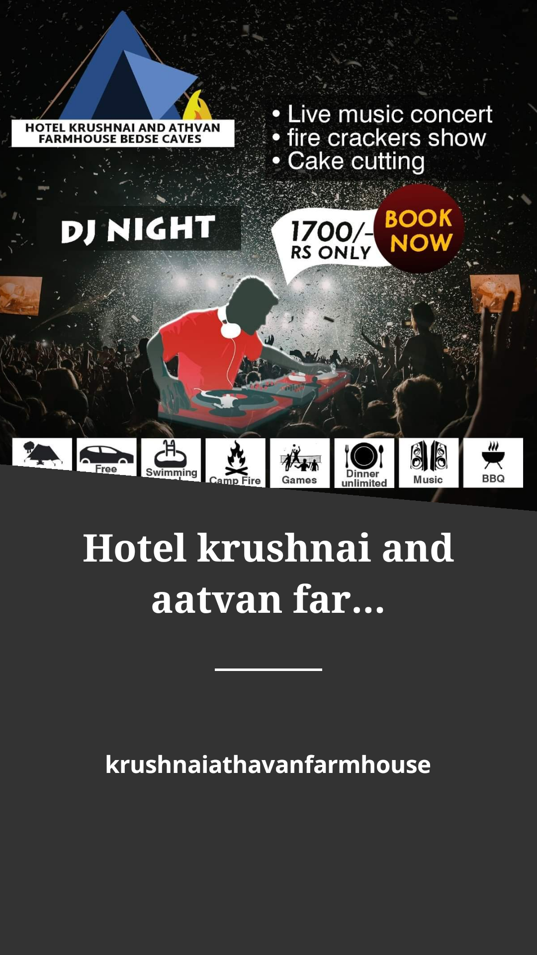 Hotel krushnai and aatvan farmhous Facebook ad from Jan 4, 2022