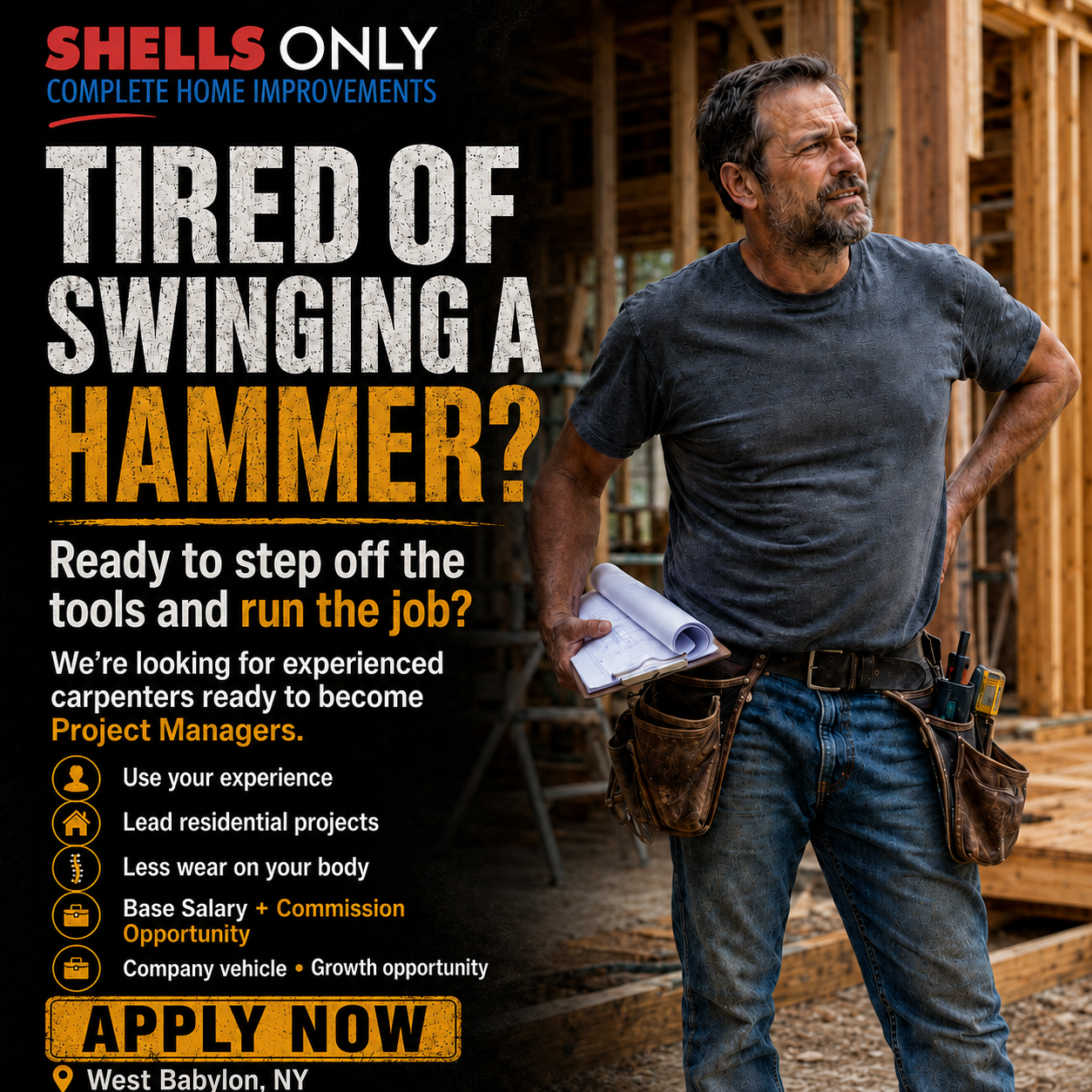 Shells Only Complete Home Improvements Facebook ad: Become a Project Manager