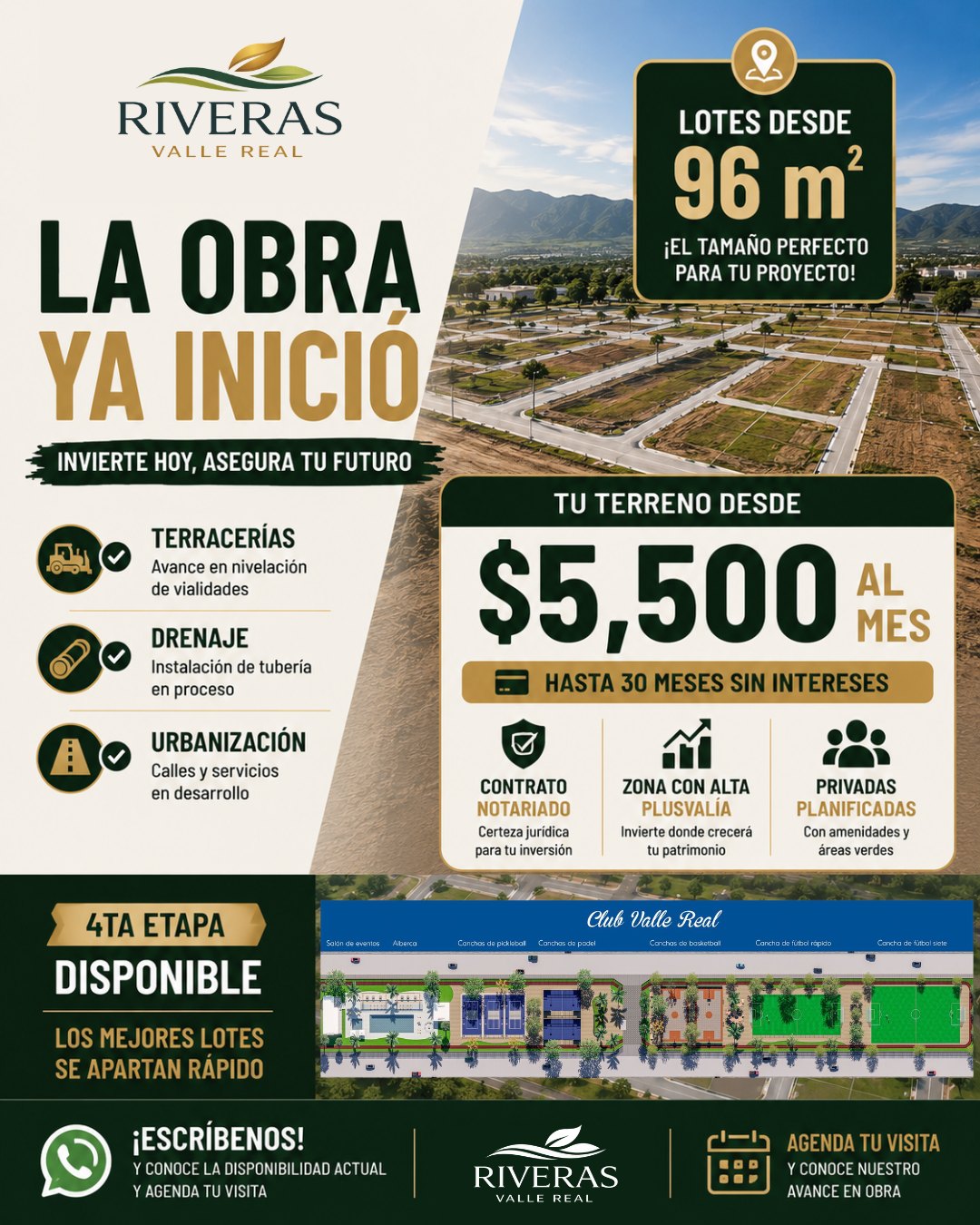 Riveras Valle Real Facebook ad: Últimos lotes disponibles en Riveras Valle Real